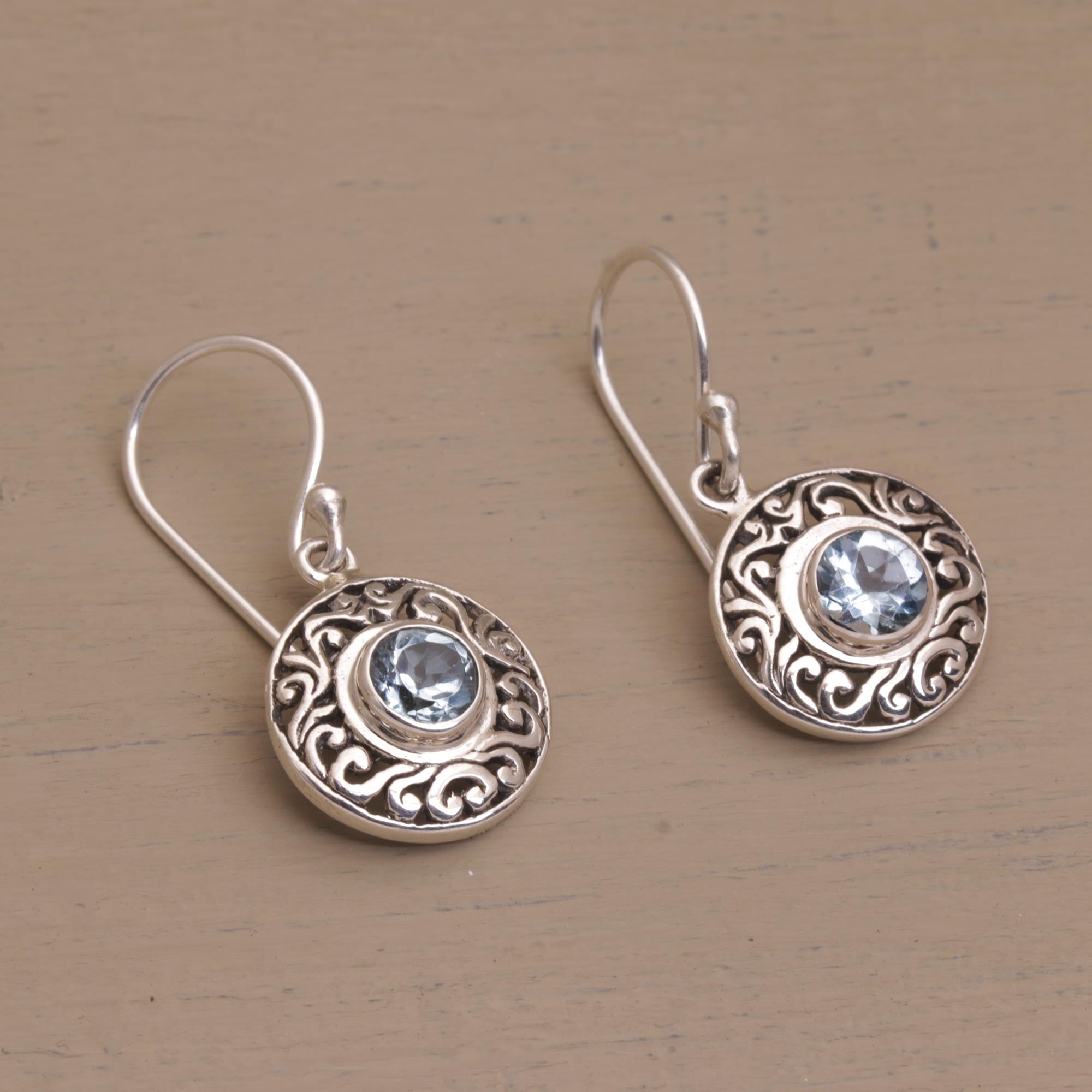Premium Sterling Silver Blue Topaz Earrings – Handcrafted Elegance