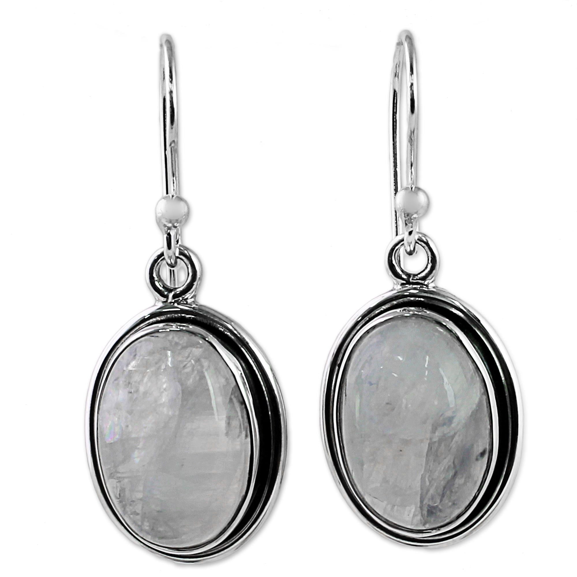 Premium Lunar Goddess Moonstone Silver Dangle Earrings – Handmade & Fair Trade