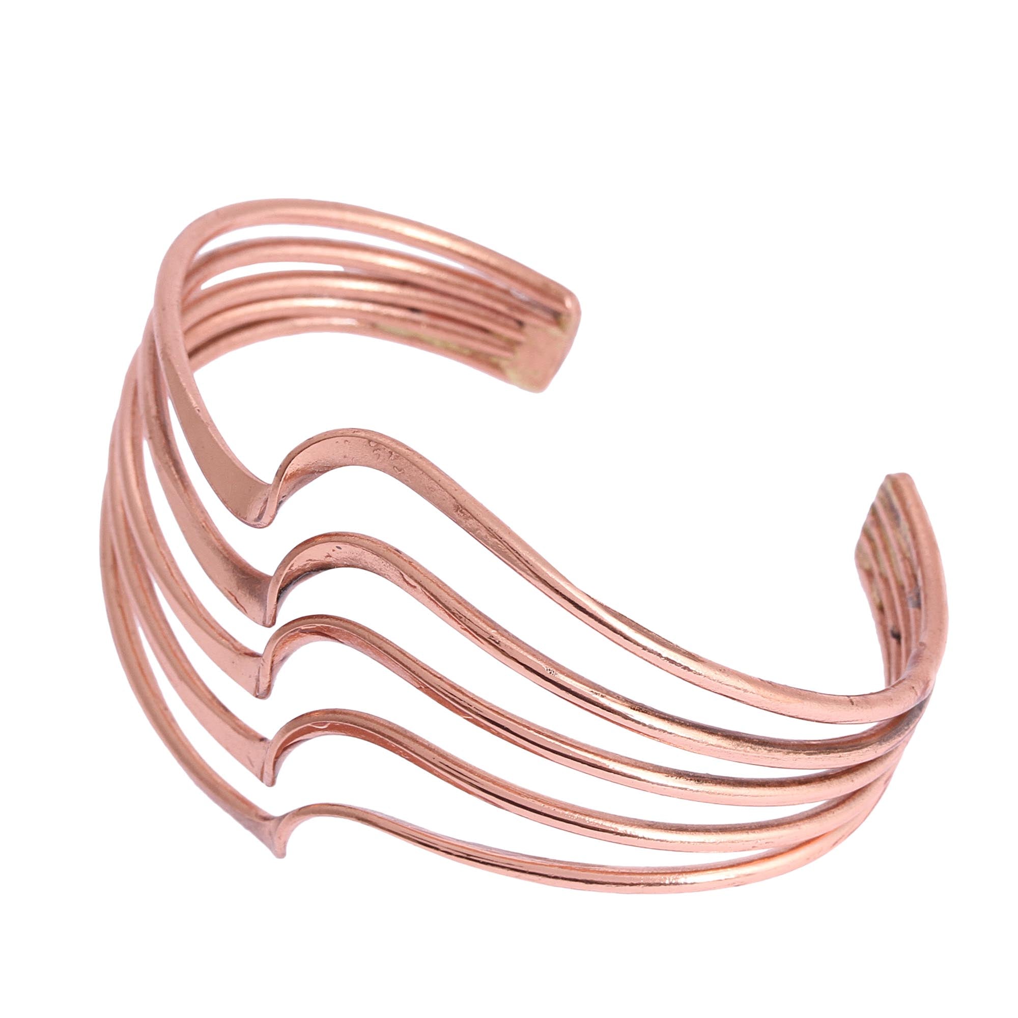 Premium Copper Wave Cuff Bracelet - Handcrafted Elegance