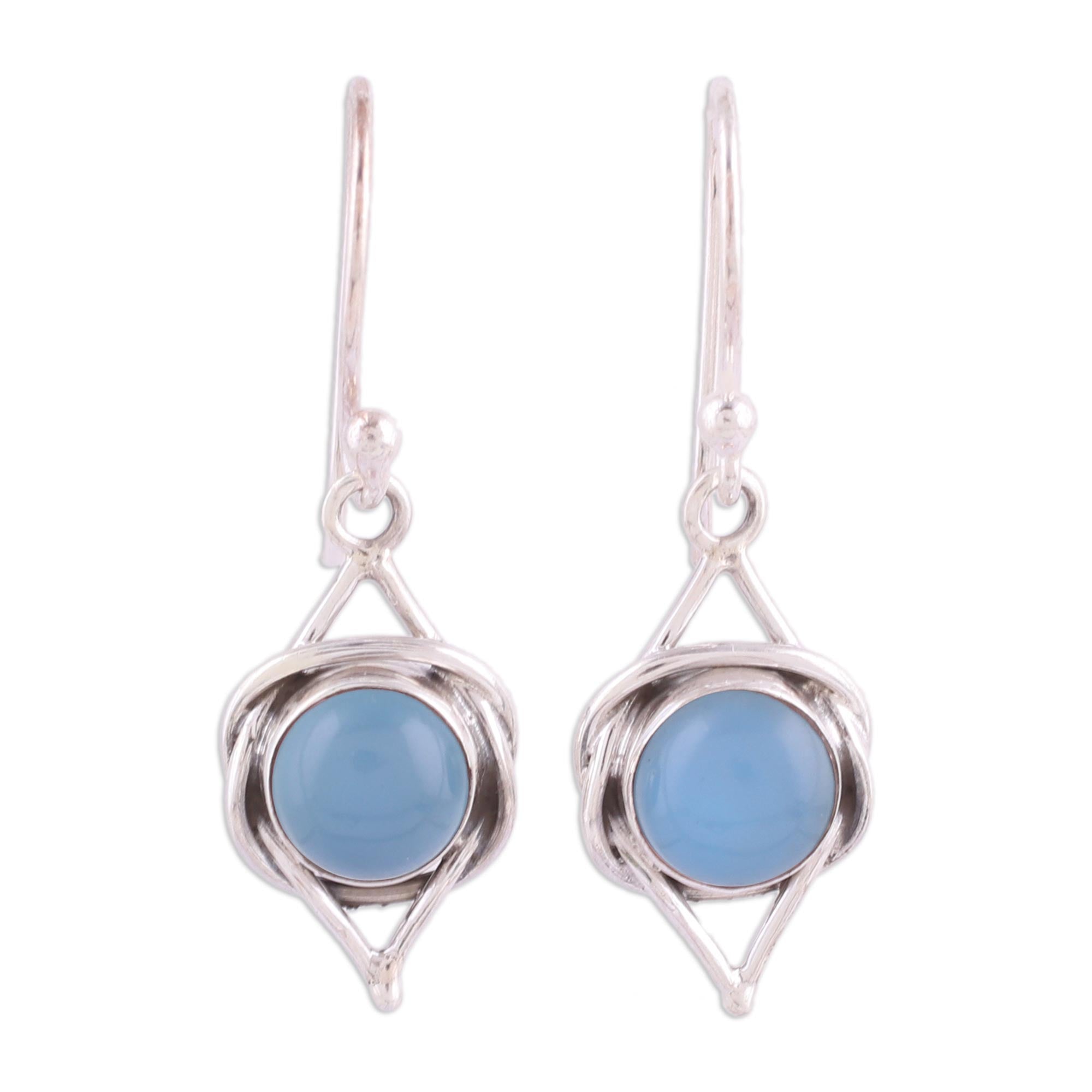 Ultimate Blue Chalcedony Dangle Earrings - Handmade Sterling Silver