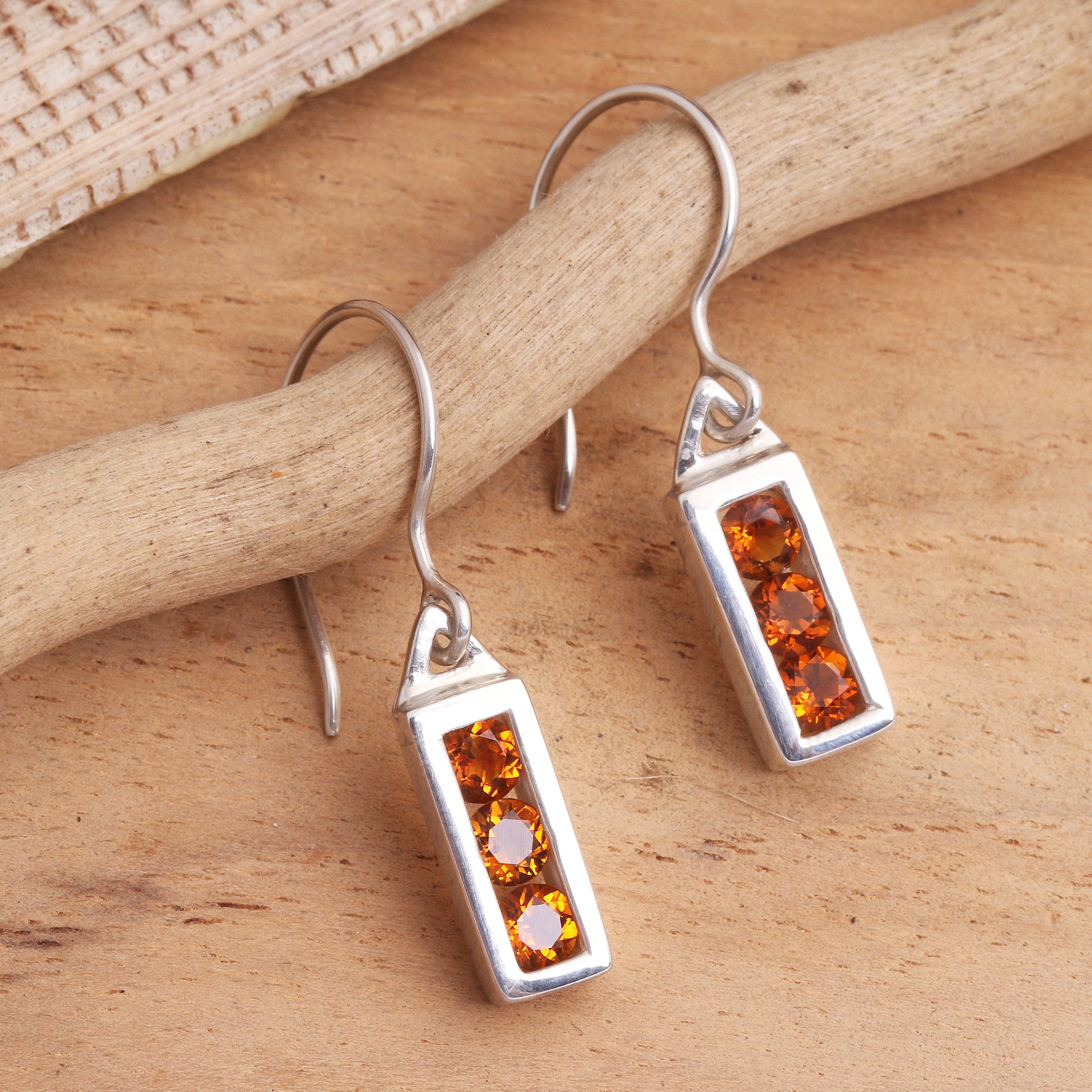 Premium Golden Lantern Citrine Sterling Silver Dangle Earrings