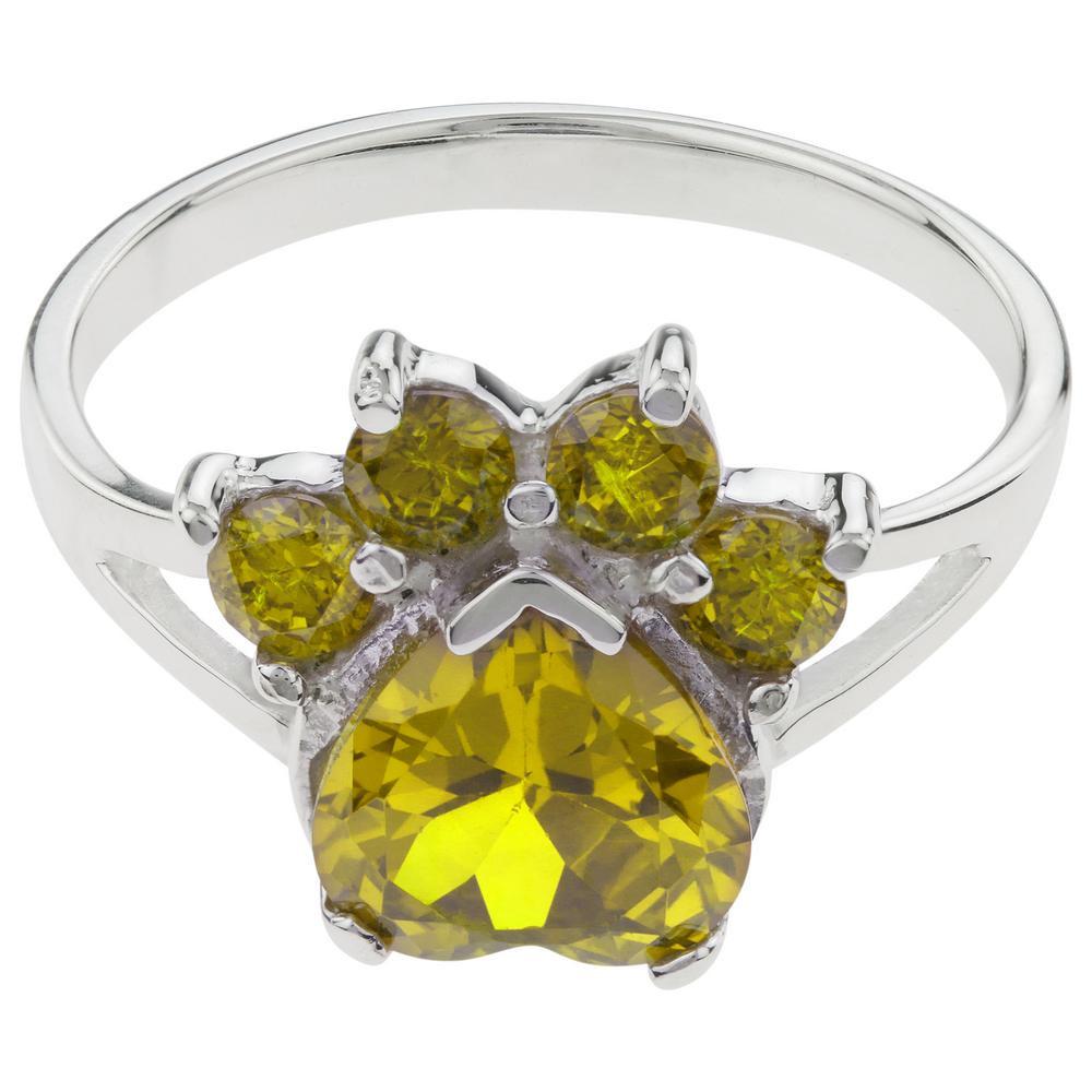 Premium Paw Print Birthstone Sterling Silver Ring | Fair Trade & Handmade