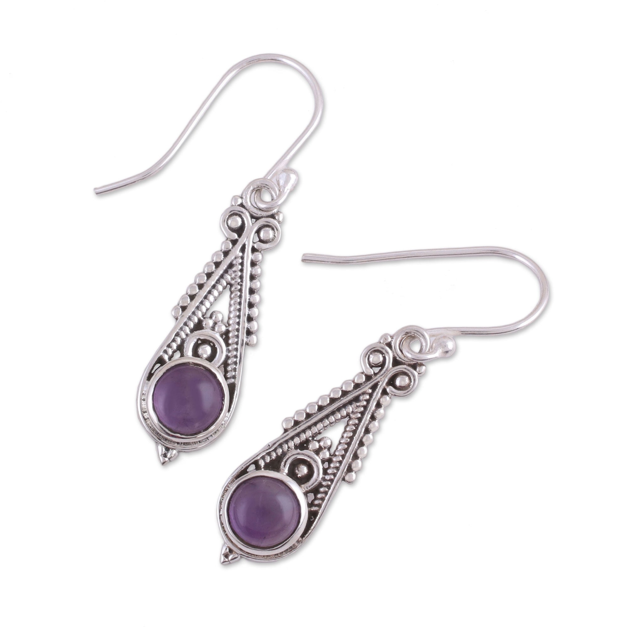 Premium Amethyst Dangle Earrings – Handcrafted Sterling Silver Jewelry