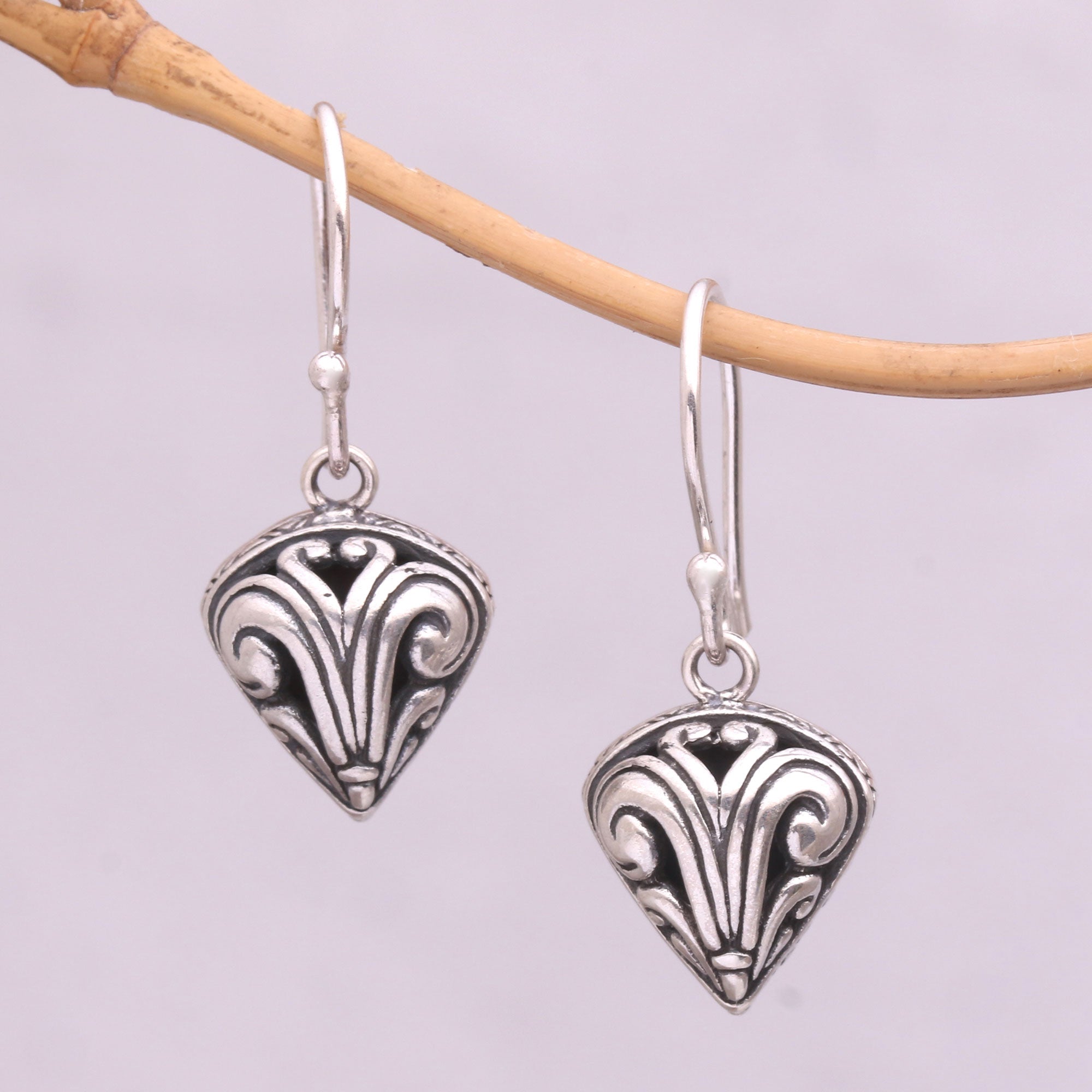 Premium Sterling Silver Swirl Dangle Earrings – Handcrafted in Bali