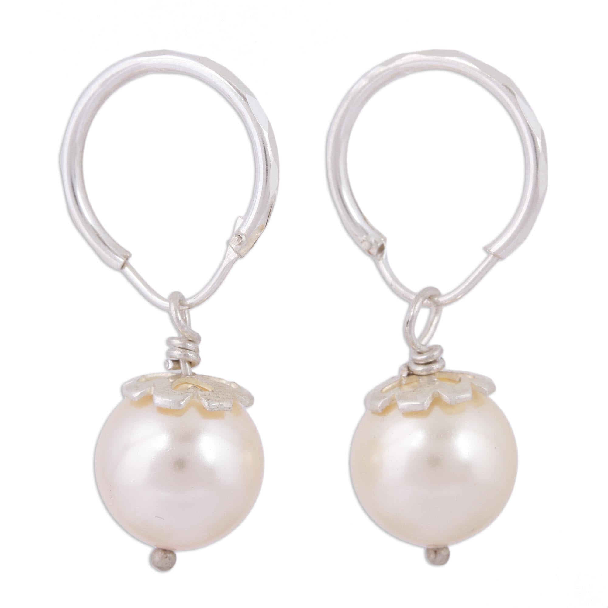 Premium Swarovski Pearl & Sterling Silver Floral Dangle Earrings - Handcrafted in Mexico