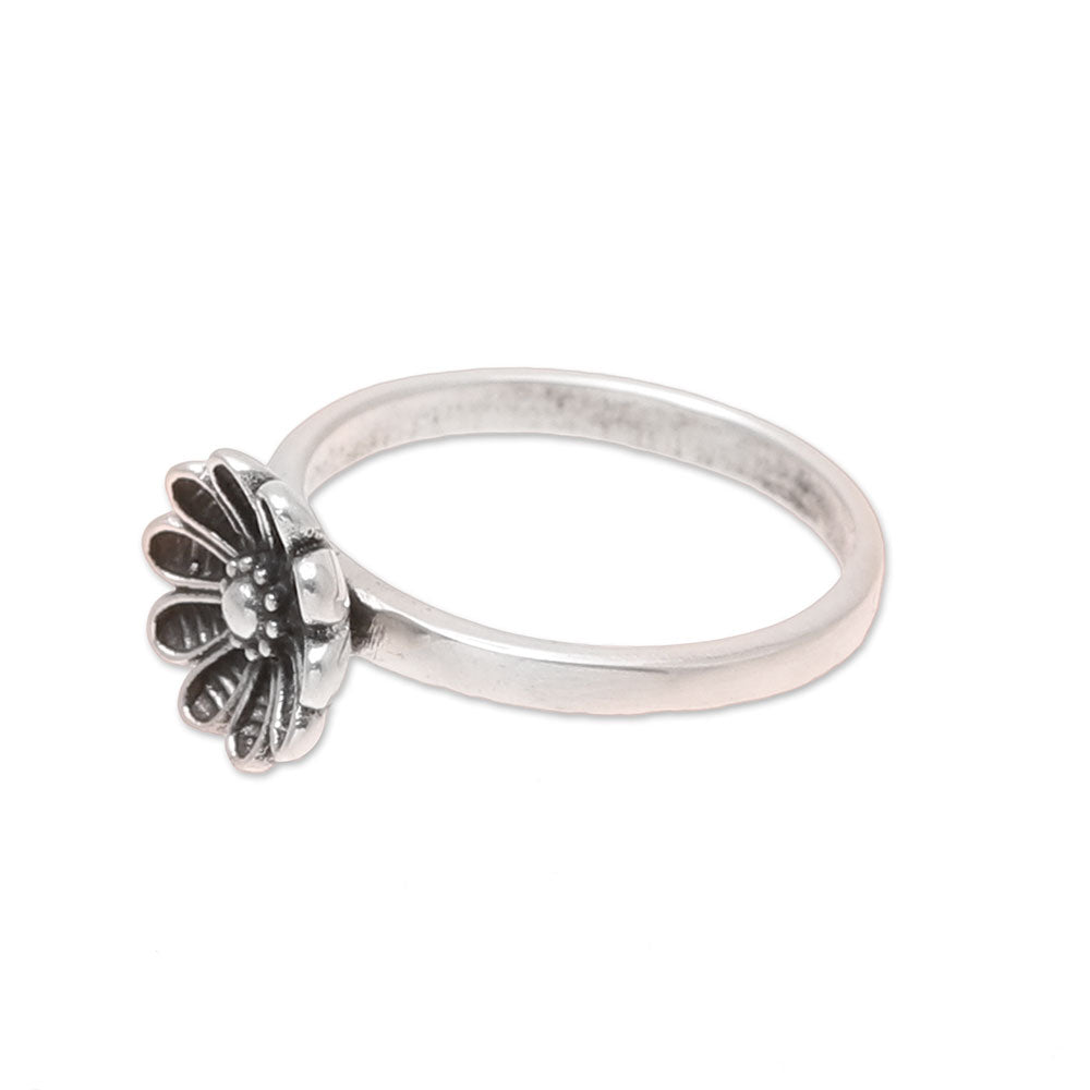 Premium Daisy Flower Sterling Silver Cocktail Ring – Handcrafted in India