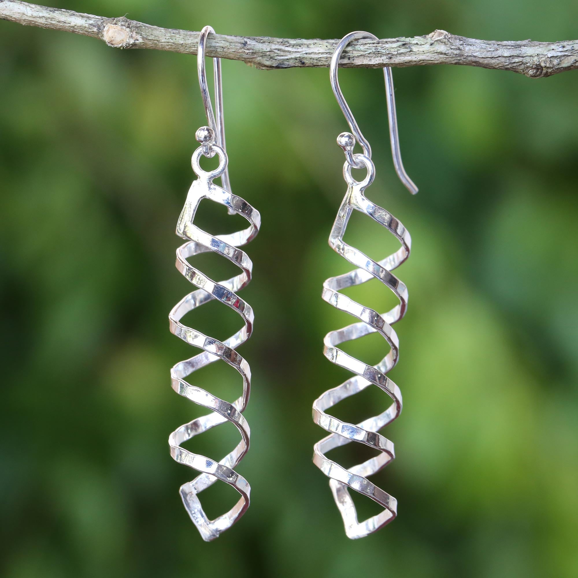 Premium Shiny Serpentine Spiral Earrings - Handcrafted 925 Sterling Silver