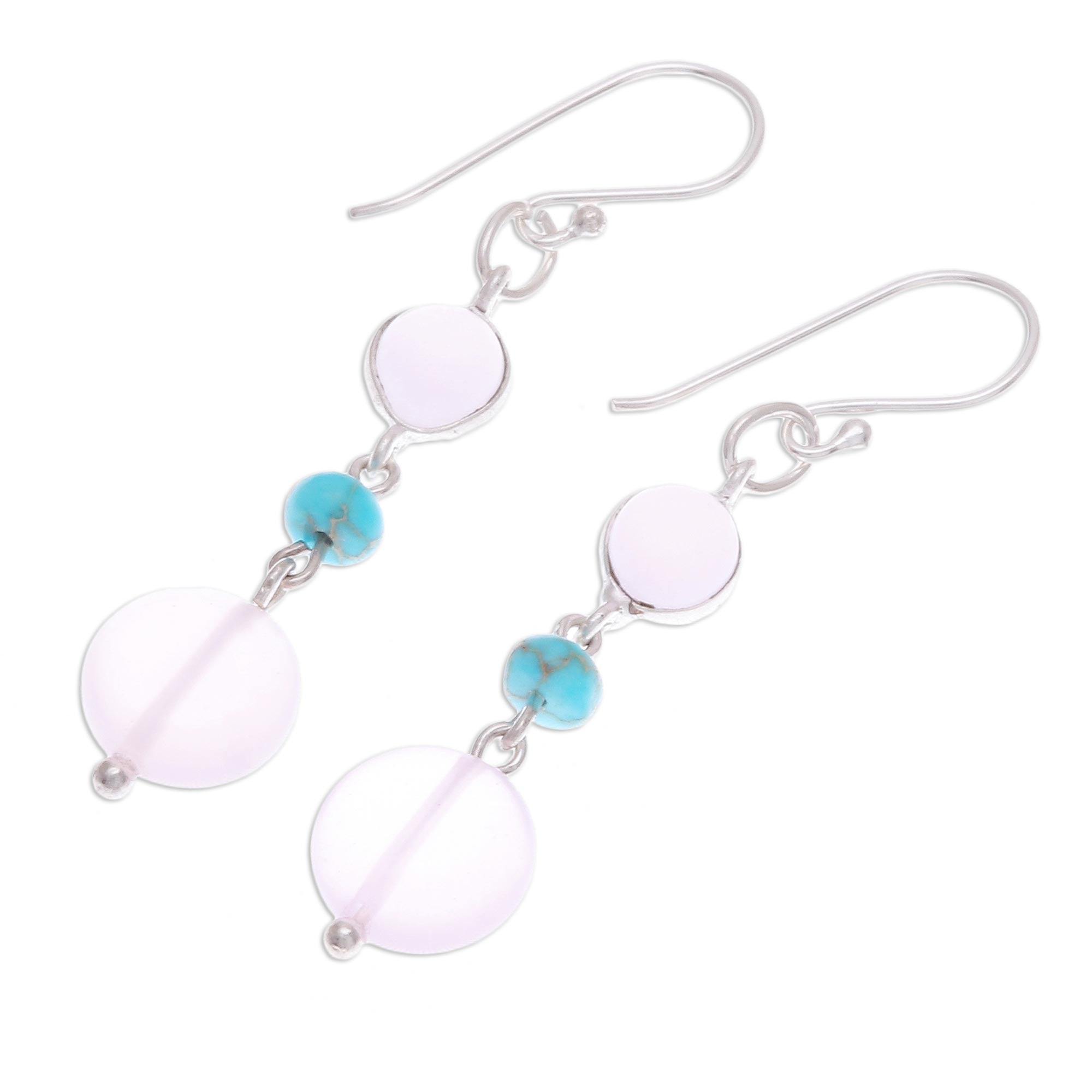 Premium Pink Quartz & Sterling Silver Elegant Dangle Earrings