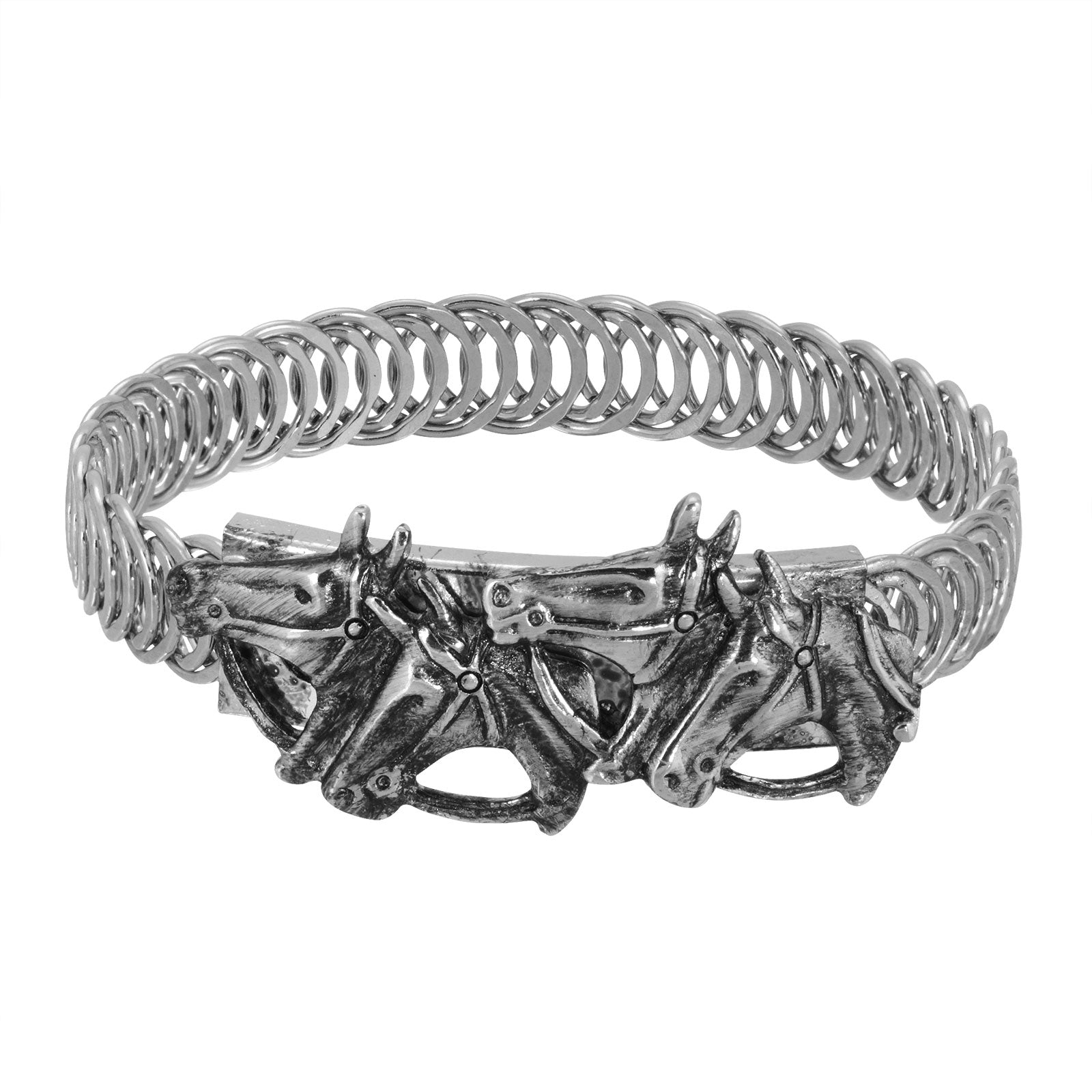 Premium 1928 Jewelry® Pewter Horse Head Coil Bracelet for Equestrian Lovers