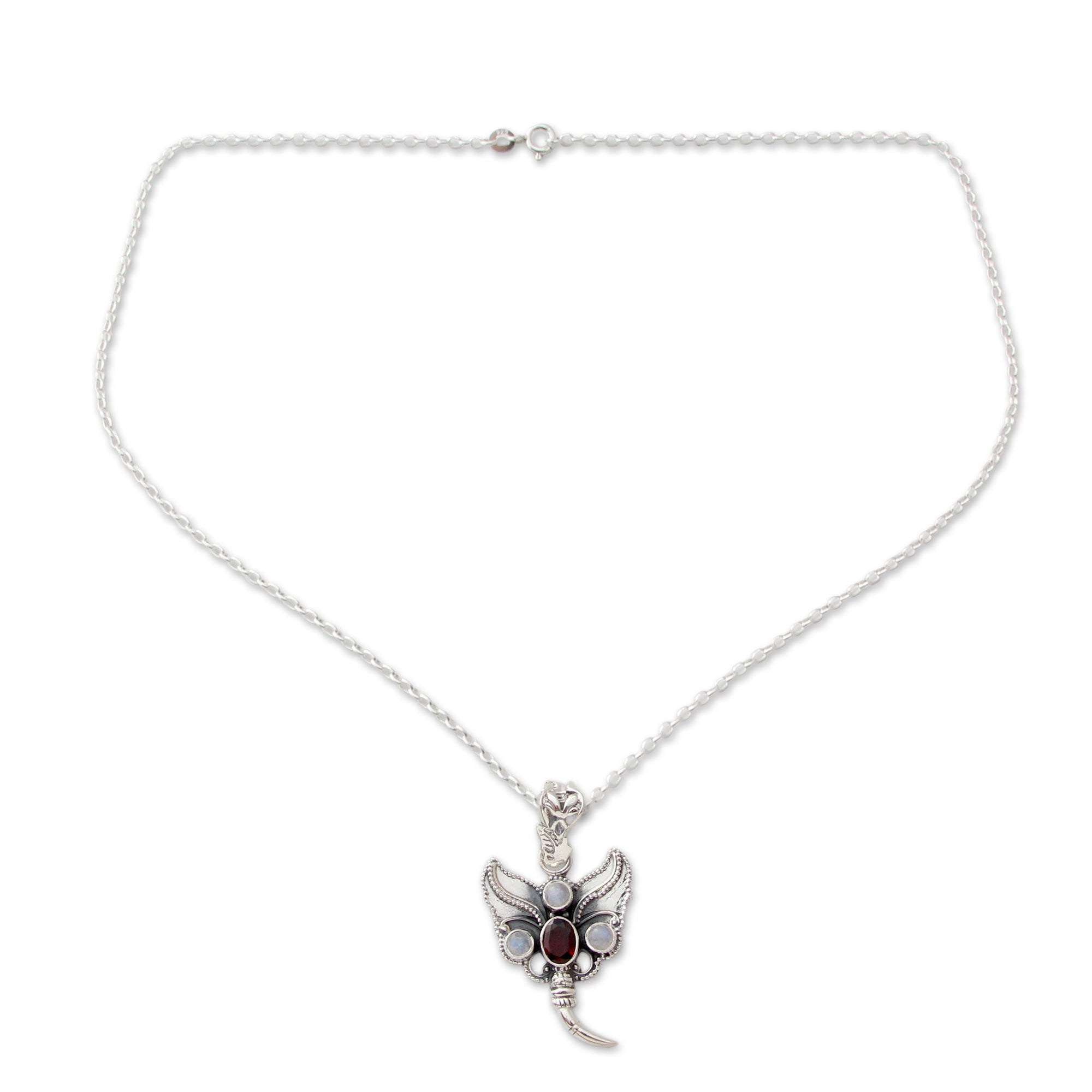 Premium Butterfly Triumph Multi-Gem Pendant Necklace - Handcrafted Sterling Silver