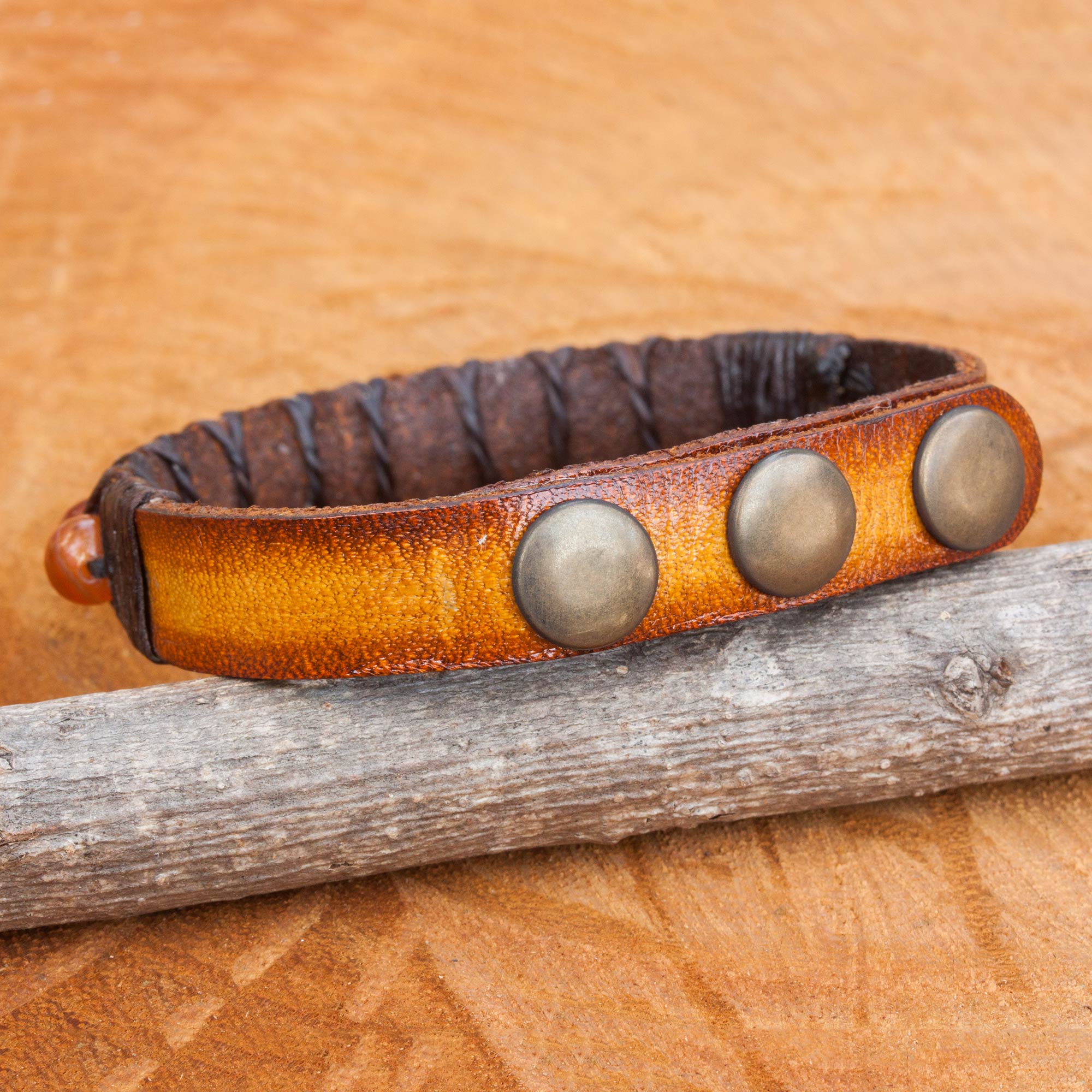 Premium Handcrafted Carnelian Leather Bracelet - Adjustable & Vibrant Orange