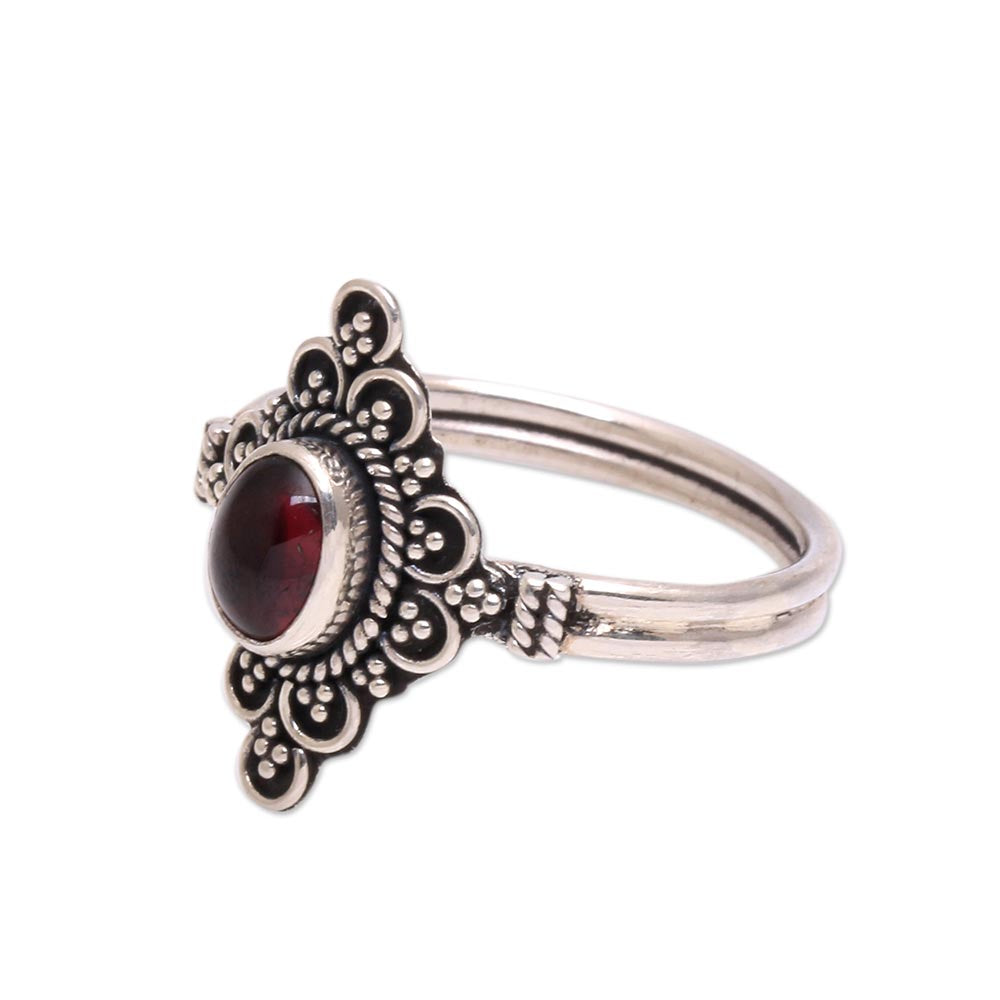 Premium Handcrafted Garnet Cocktail Ring - Bali's Artisan Jewelry