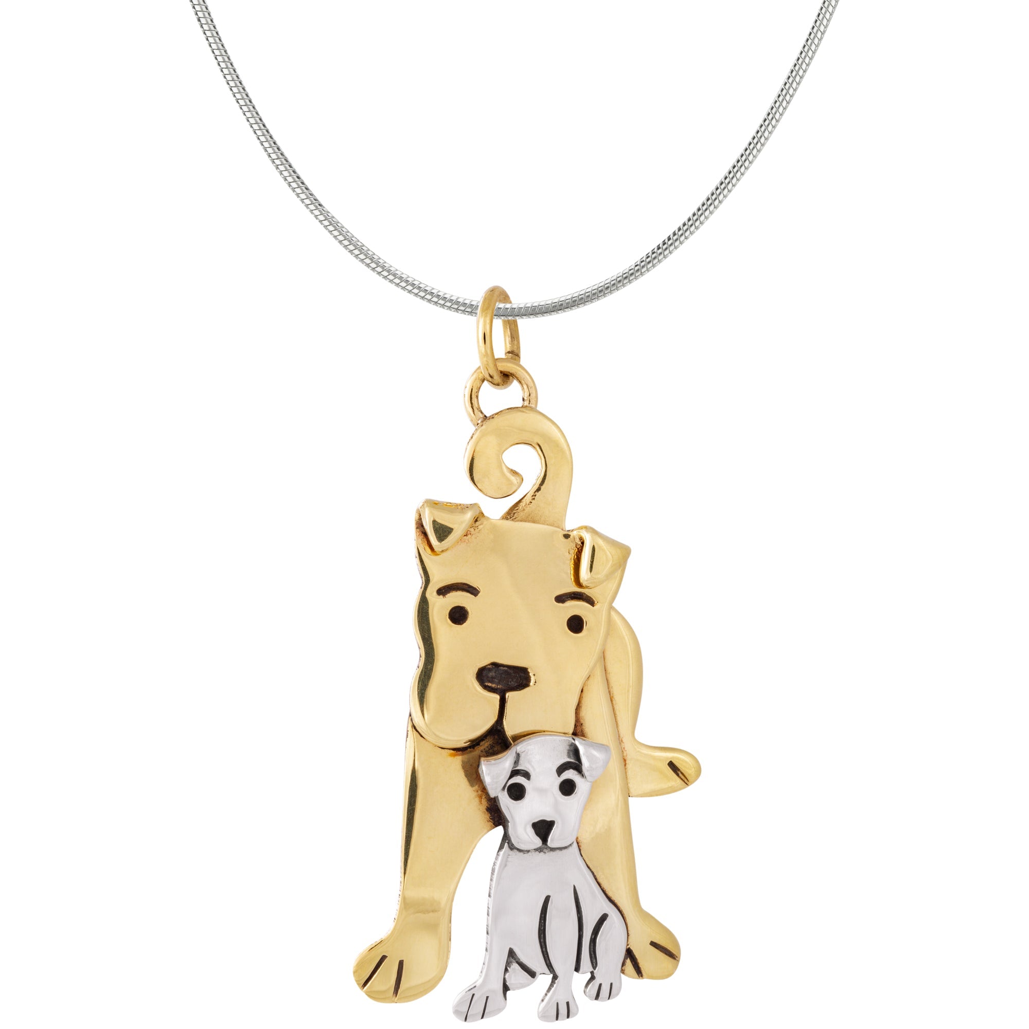 Premium Mama Dog Love Mixed Metal Necklace - Handmade Fair-Trade Jewelry