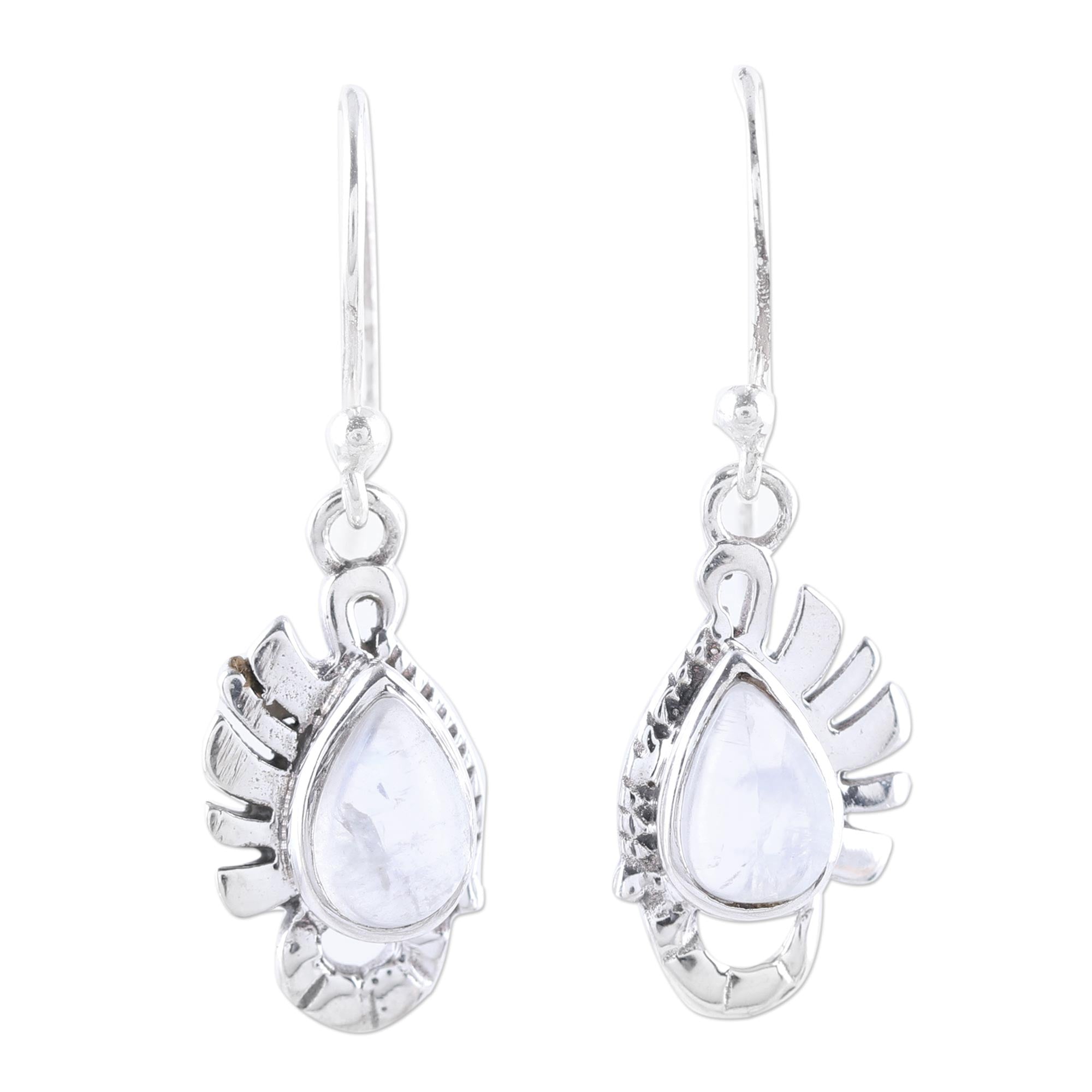 Premium Rainbow Moonstone Dangle Earrings – Handcrafted Sterling Silver Jewelry from India