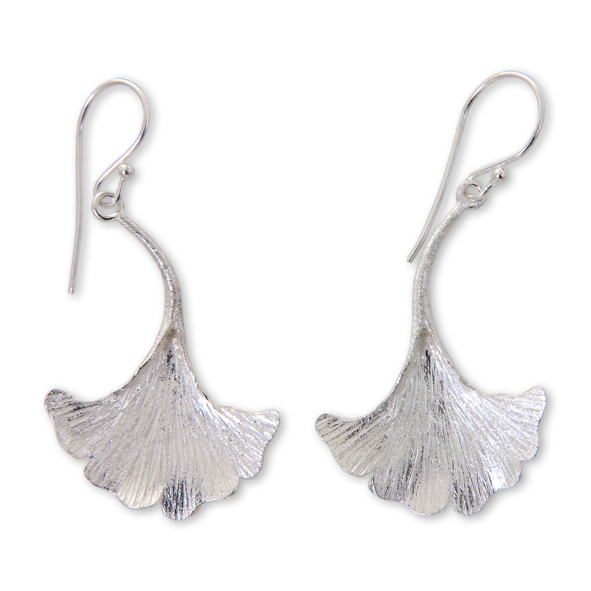 Premium Oyster Mushroom Silver Dangle Earrings - Handcrafted Elegance