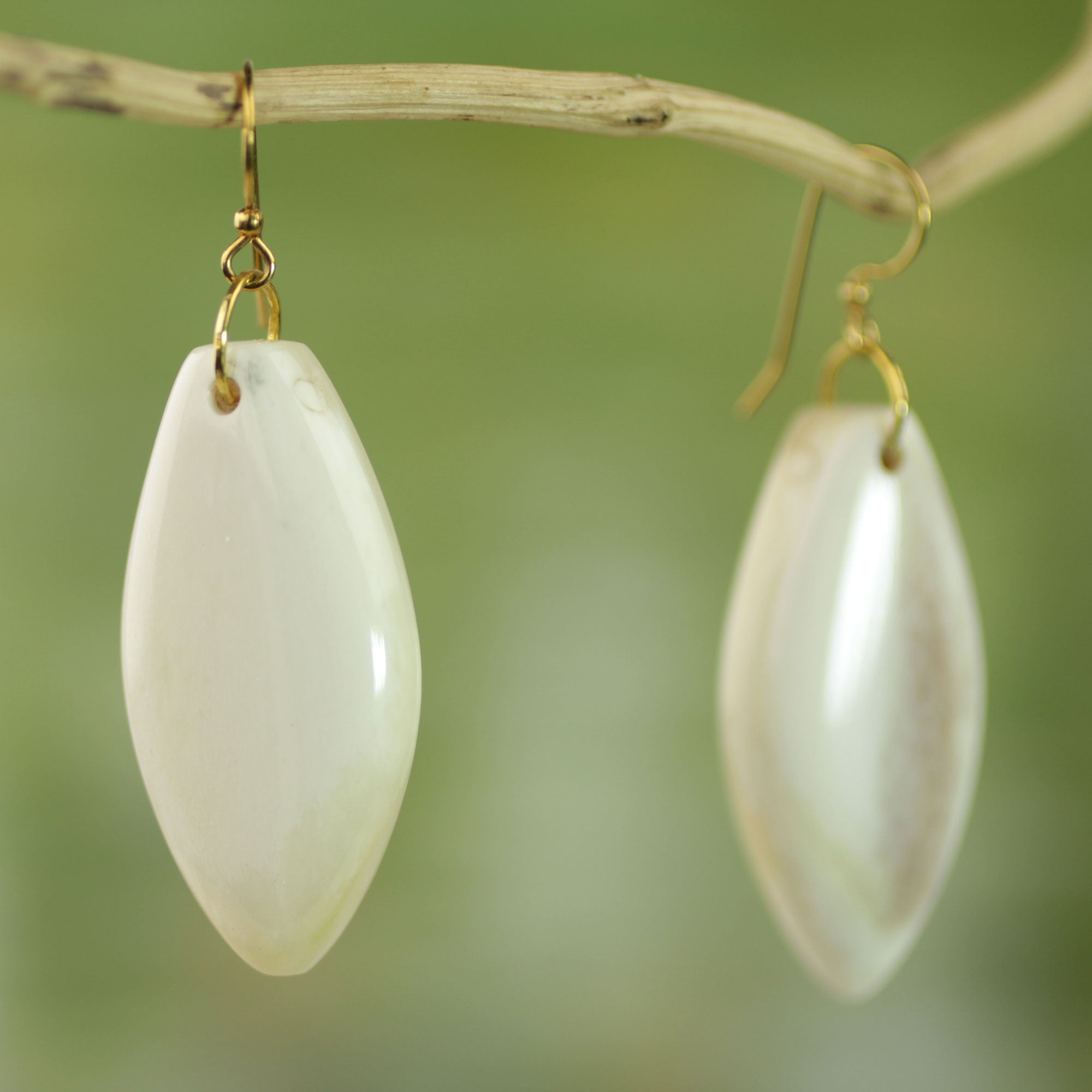 Premium Handcrafted Cow Bone Dangle Earrings - West African Artisan Collection