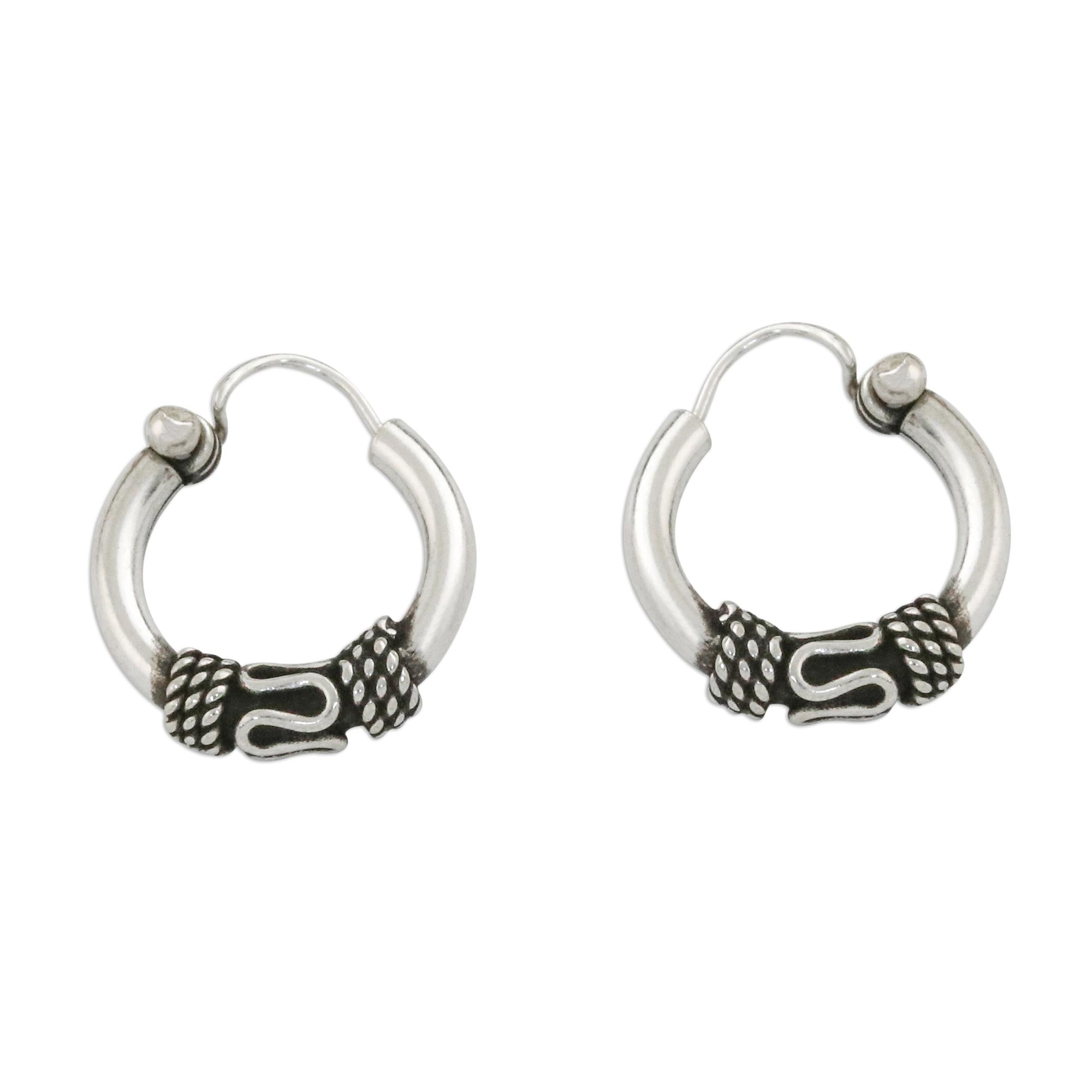 Premium Thai Flair Sterling Silver Hoop Earrings - Handcrafted Elegance from Thailand