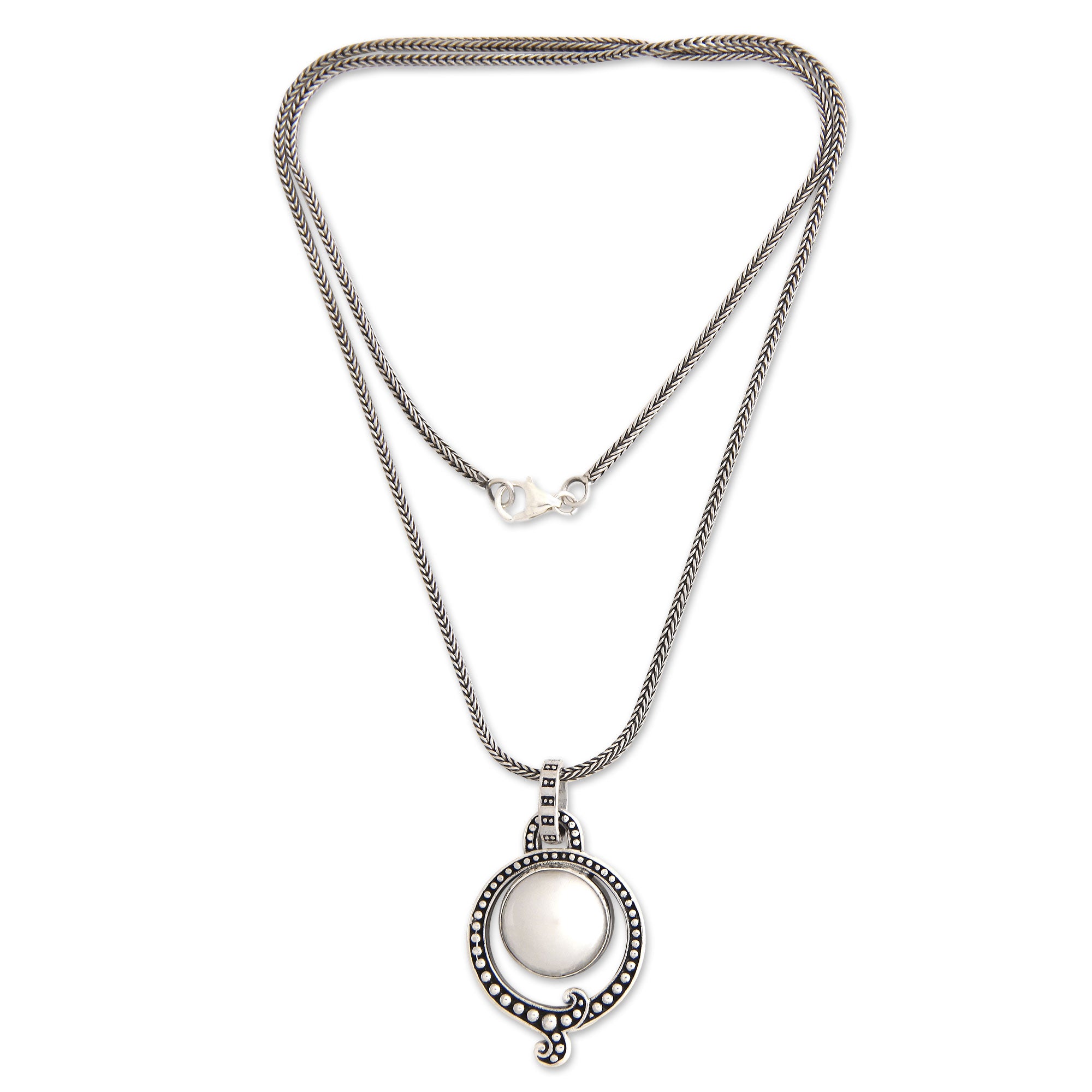 Premium Angel Halo Necklace: Handmade Sterling Silver with Cultured Pearl