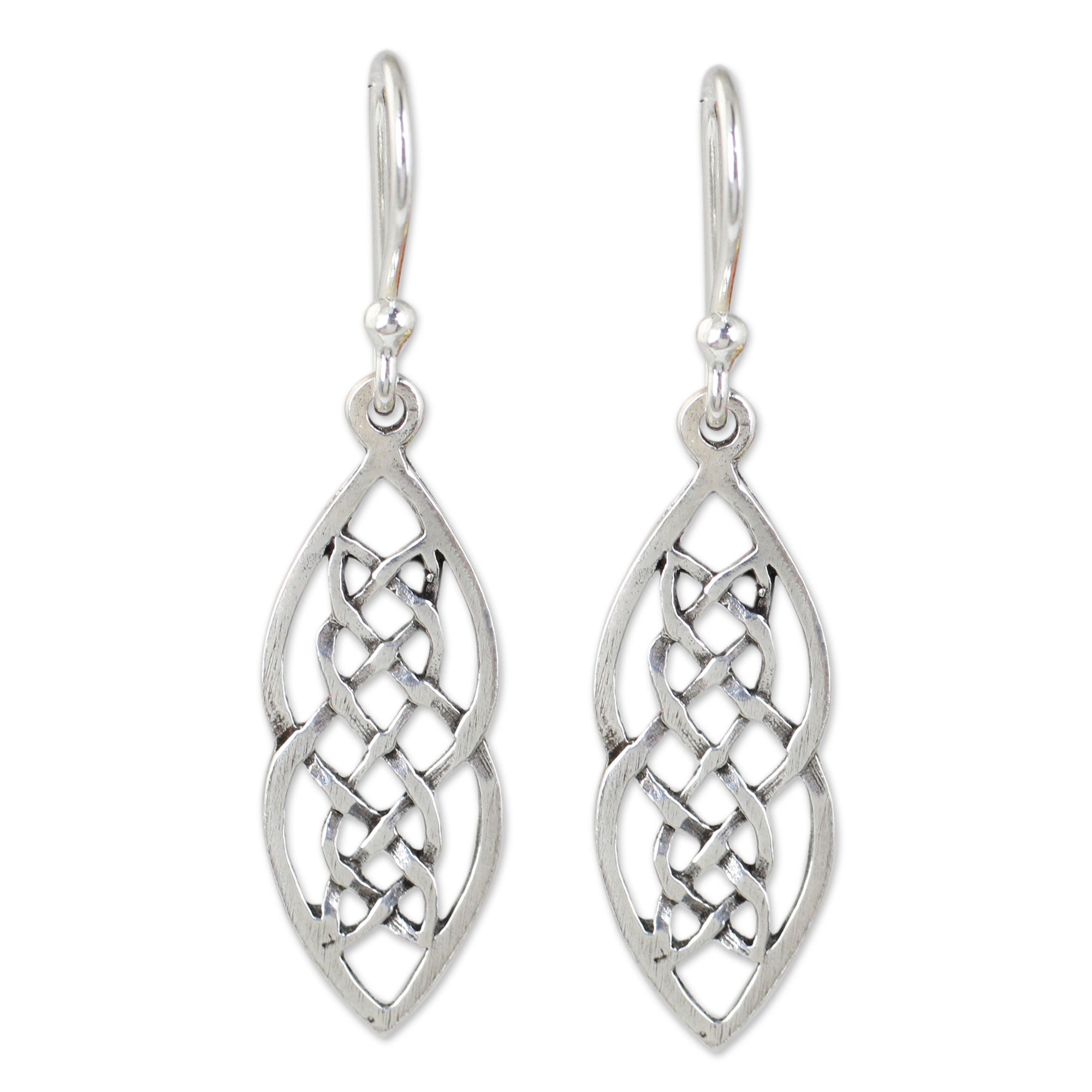 Premium Celtic Braid Silver Dangle Earrings - Handcrafted Elegance