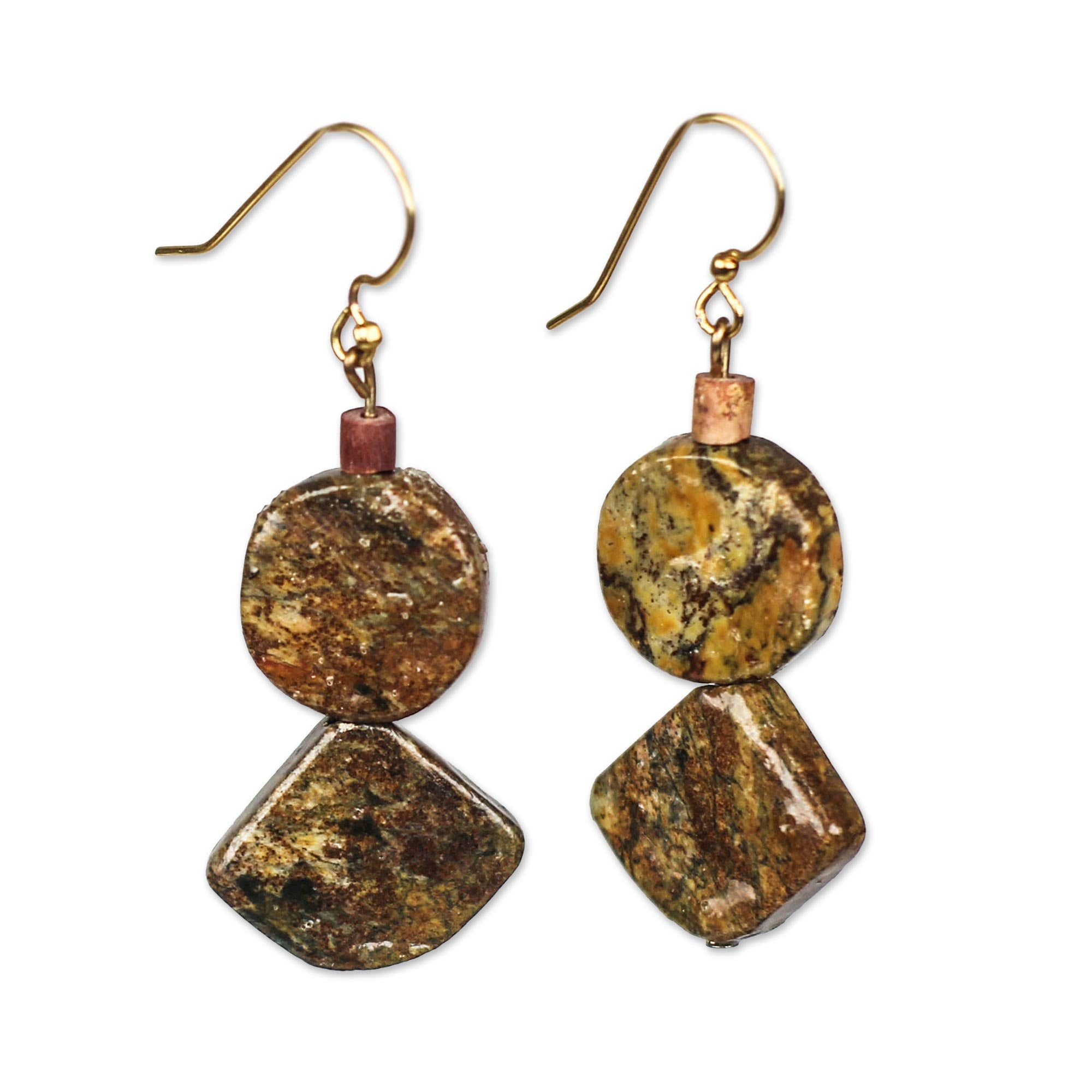 Premium Natural Soapstone Dangle Earrings - Handcrafted in Ghana