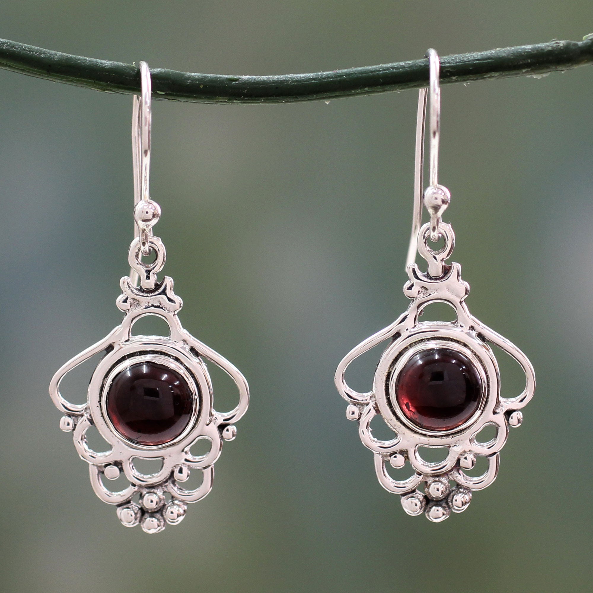 Premium Cascading Garnet Dangle Earrings – Handmade Sterling Silver Jewelry