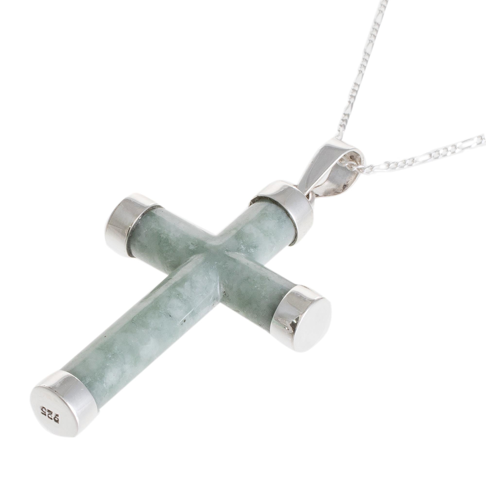 Premium Mayan Cross Necklace - Sterling Silver & Jade