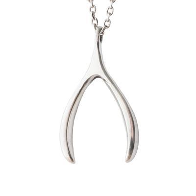 Premium Lucky Wishbone Pewter Necklace - Handmade Fair Trade Jewelry