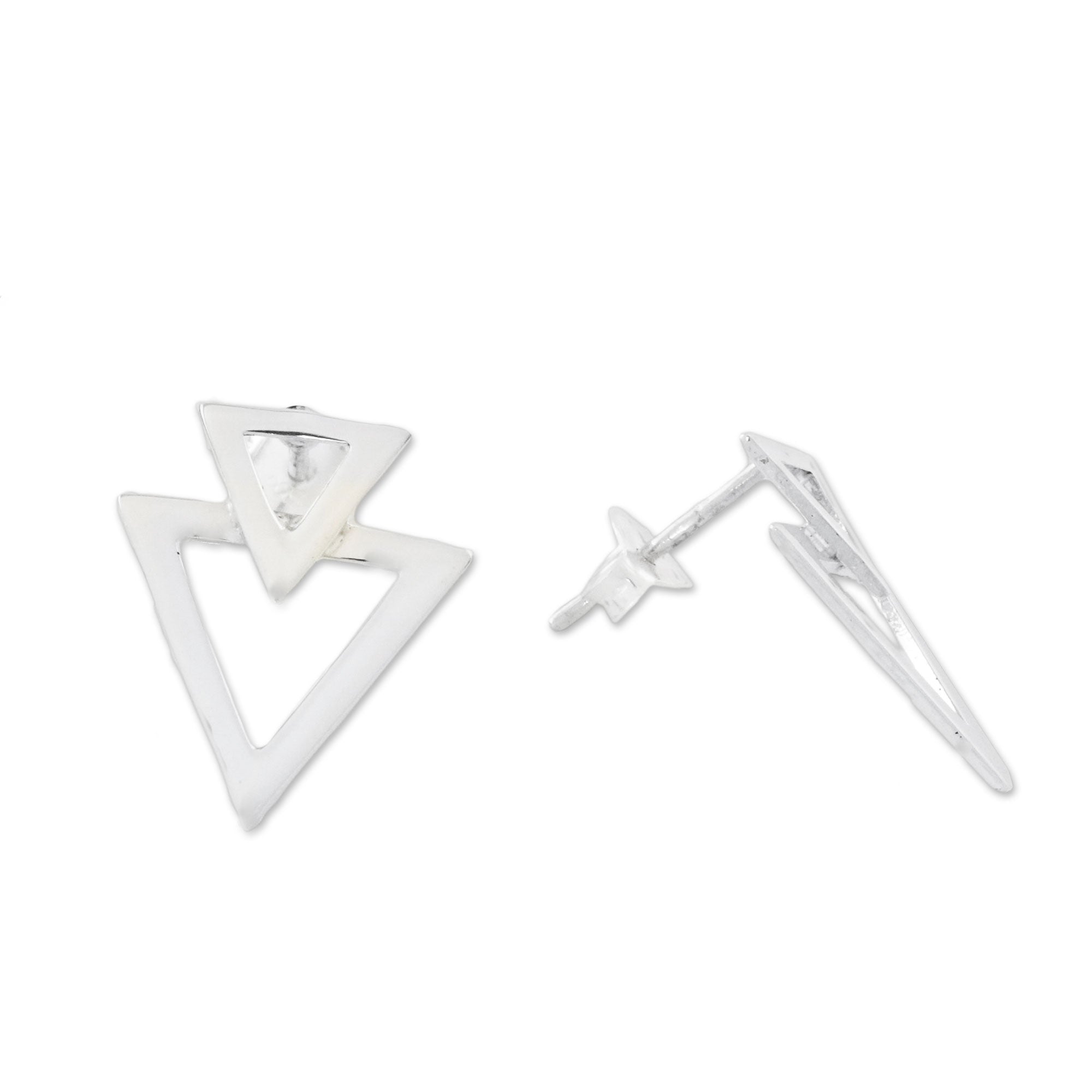 Ultimate Sterling Silver Triangle Button Earrings - Retro '80s Style