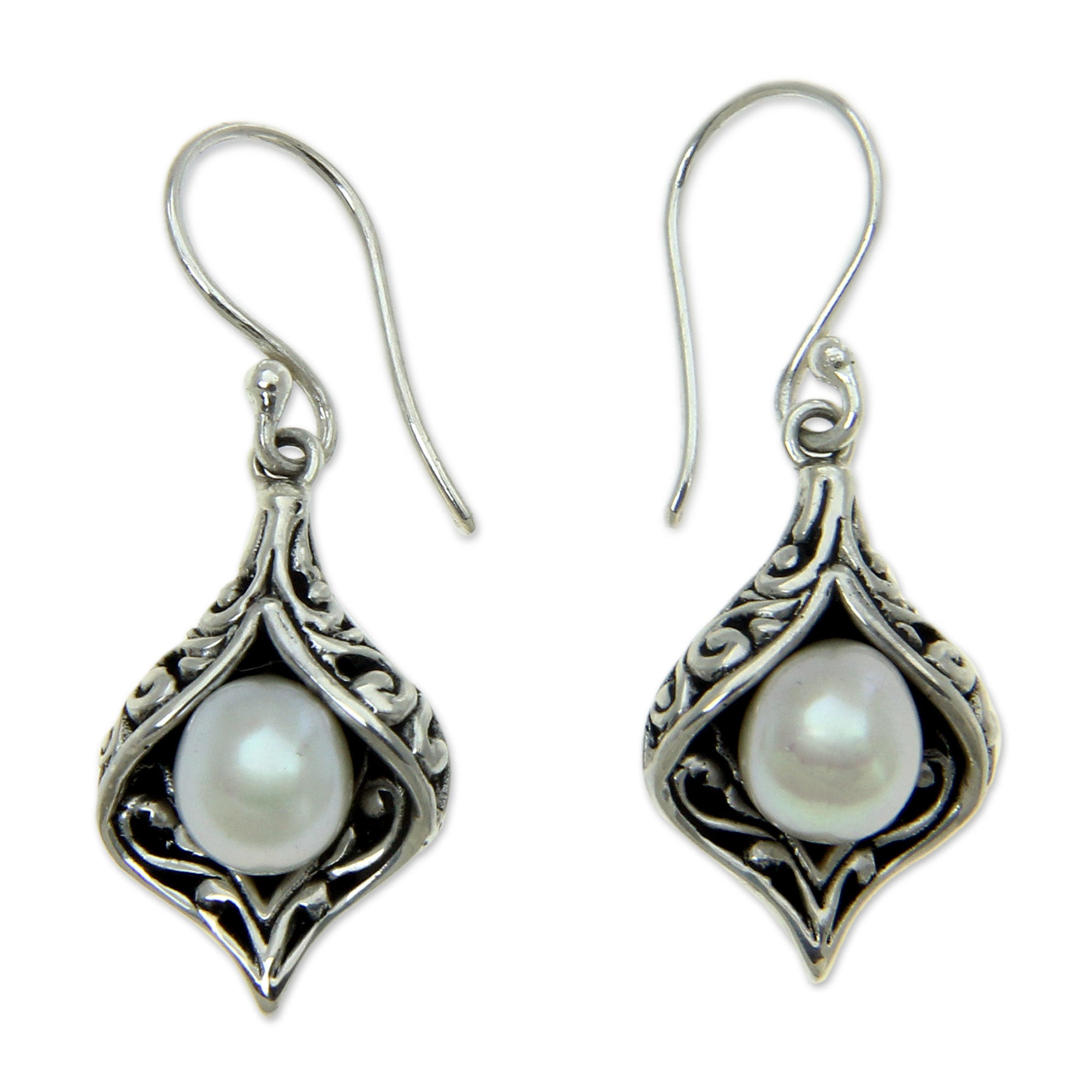 Premium Lily of Bali Bridal Pearl Dangle Earrings