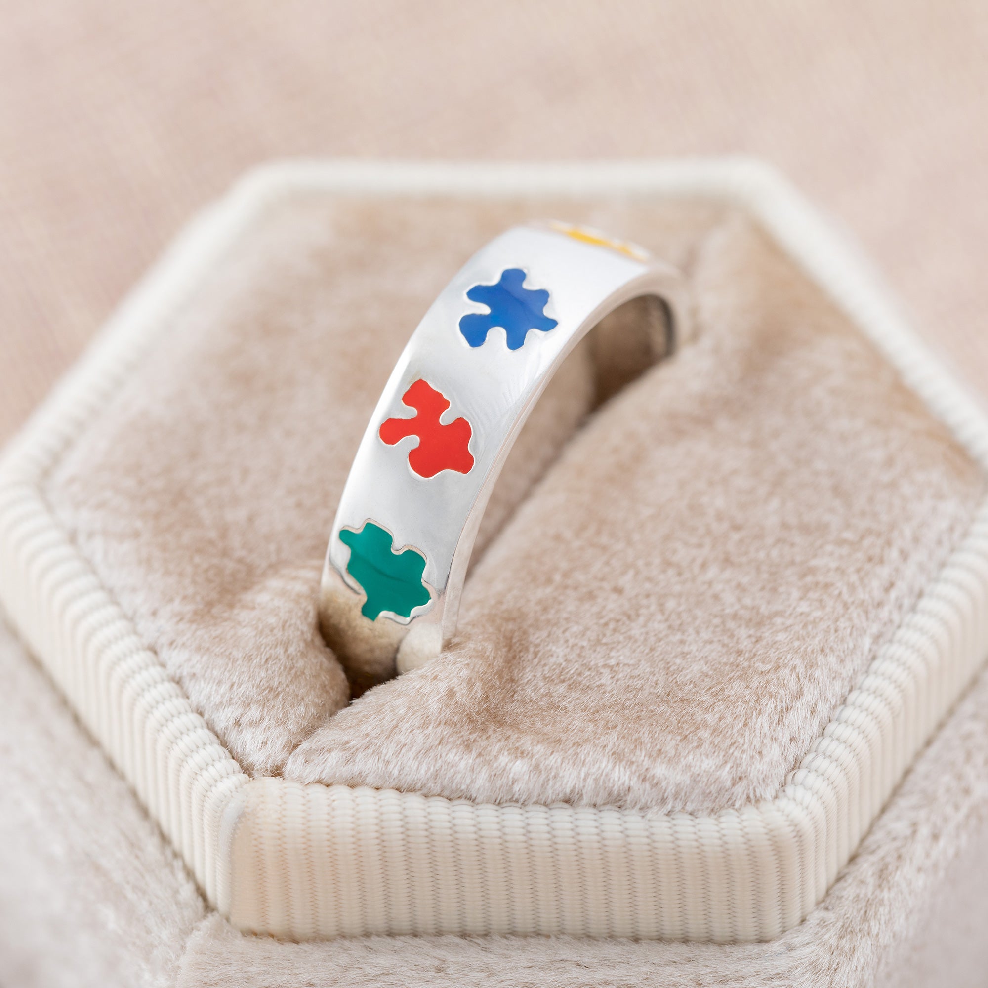 Premium Autism Awareness Sterling Silver Puzzle Ring