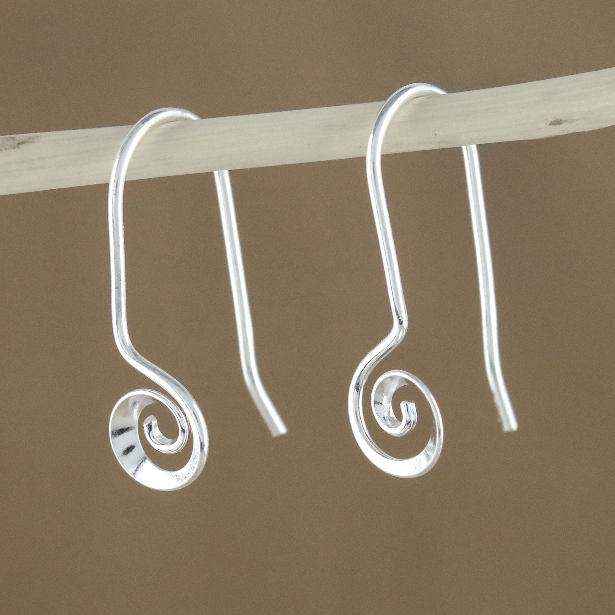 Premium Tiny Spirals Sterling Silver Drop Earrings - Handcrafted in Thailand