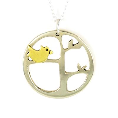 Premium Mixed Metals Bird Necklace - Artisan Crafted