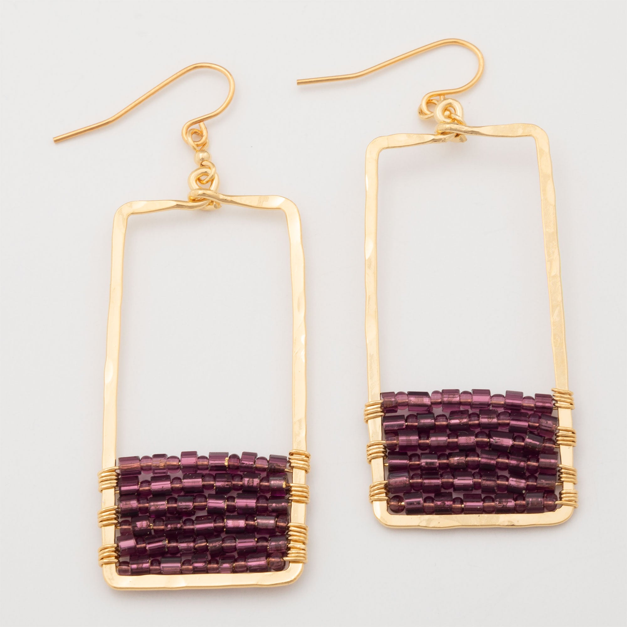 Premium Golden Rectangle & Crystal Drop Earrings