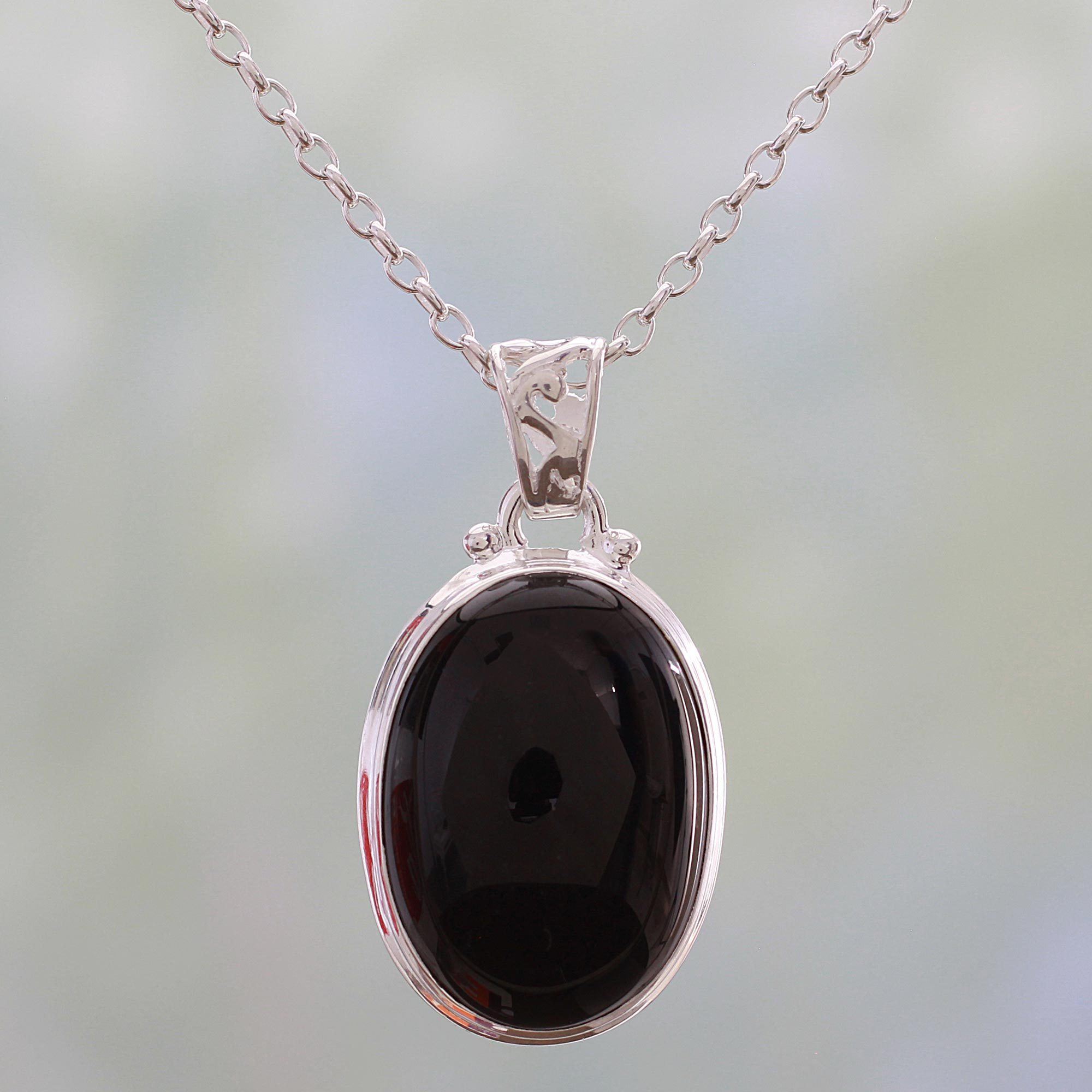 Premium Elegant Onyx Necklace - Handcrafted Sterling Silver Jewelry