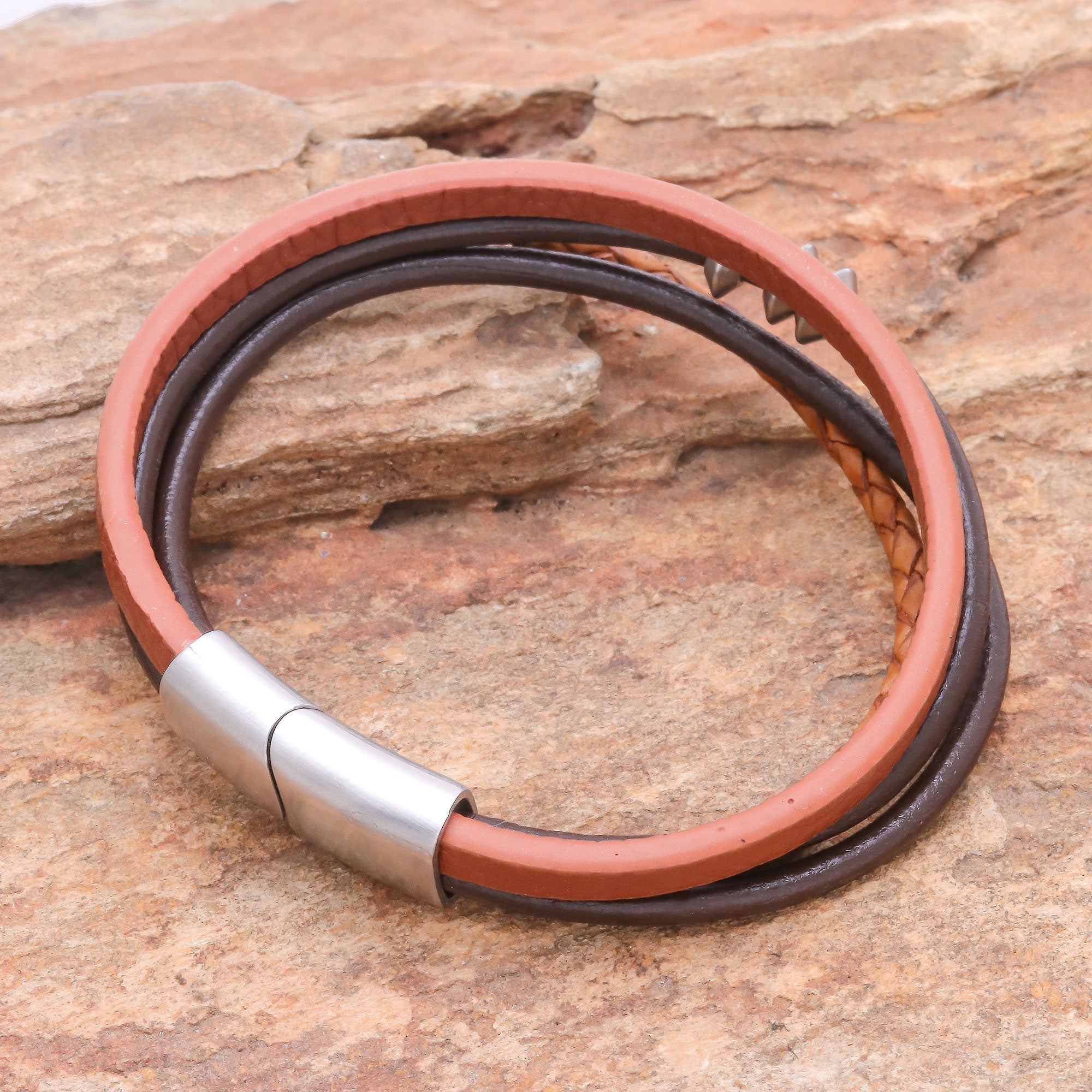 Premium Free Spirited Brown Leather Cord Bracelet - Handcrafted in Thailand