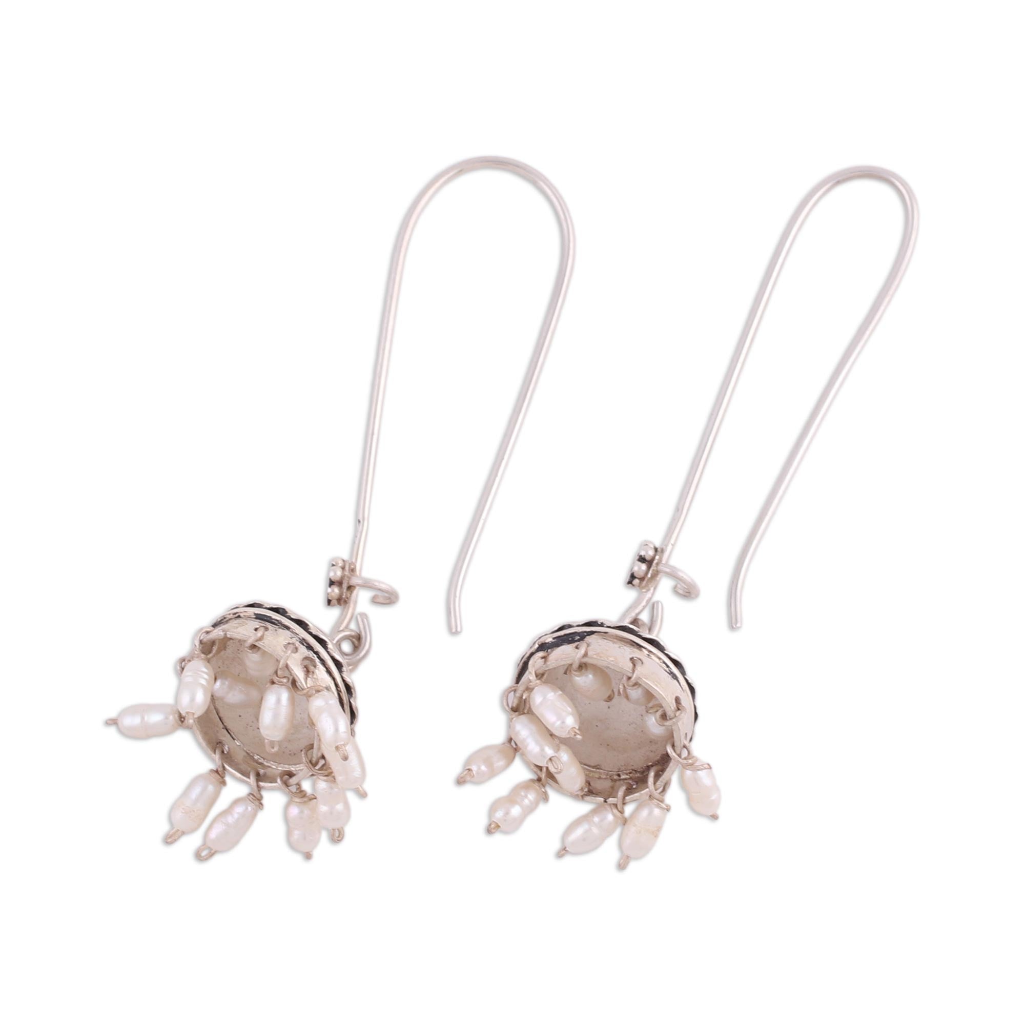 Premium Cultured Pearl and Sterling Silver Jhumki Earrings - Timeless Elegance