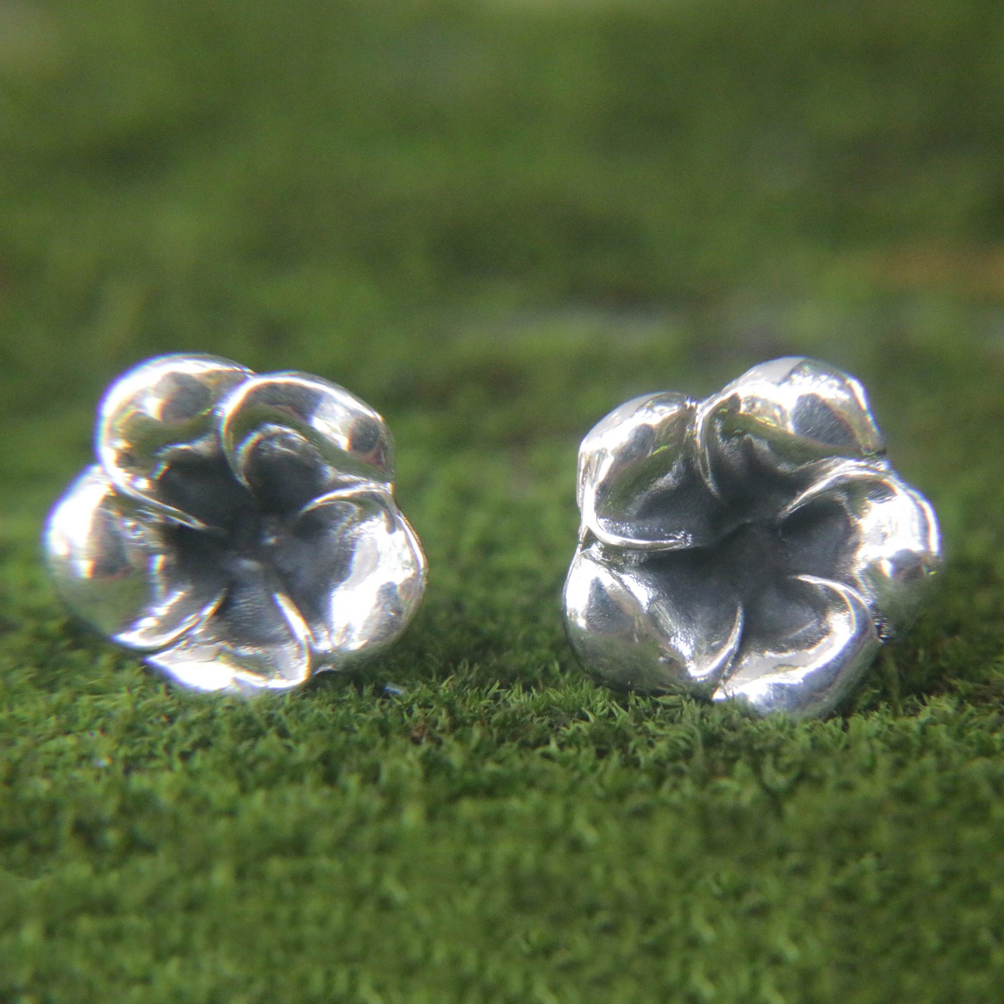 Premium Sterling Silver Allamanda Flower Stud Earrings - Handmade Elegance