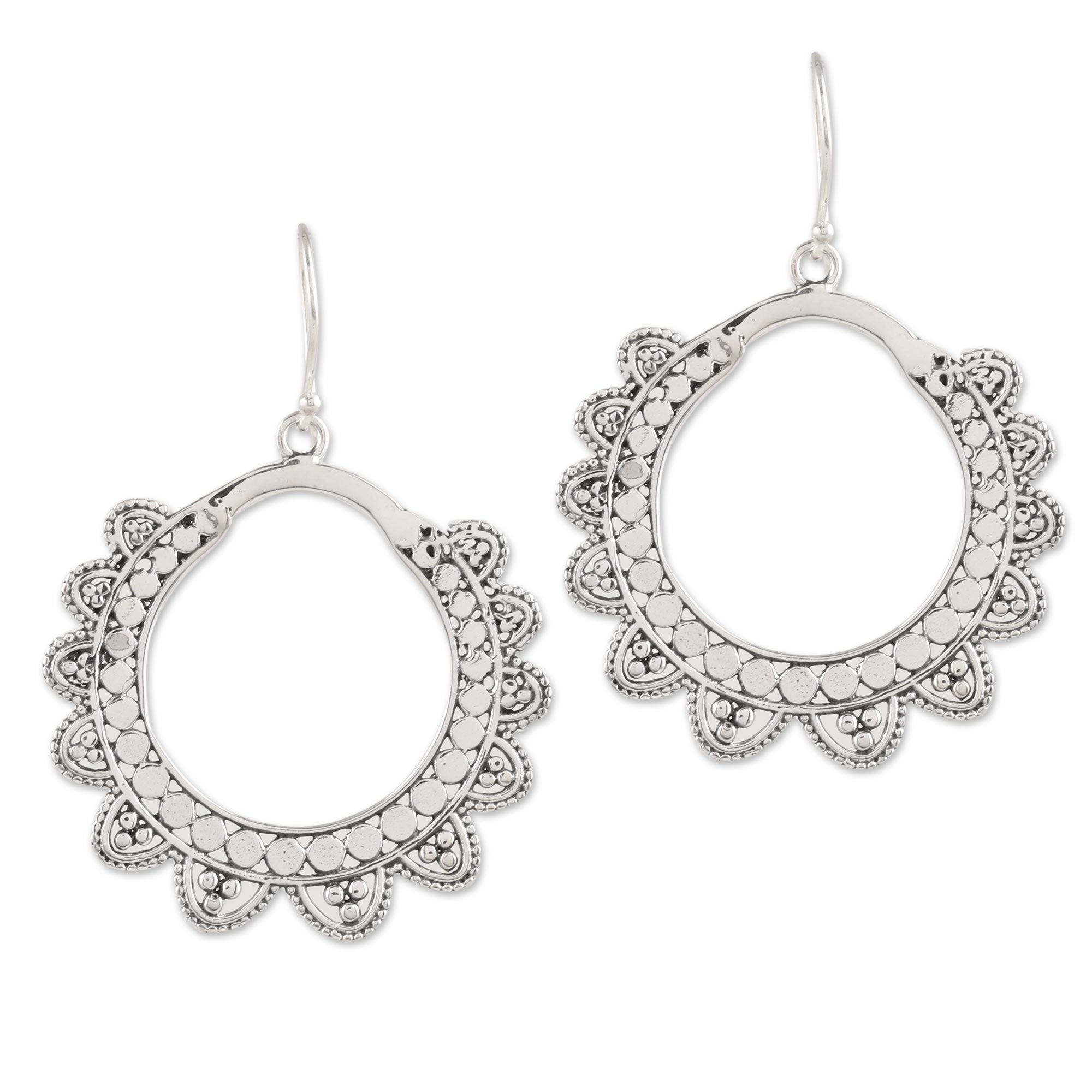 Premium Glamorous Petals Sterling Silver Dangle Earrings - Handcrafted in India