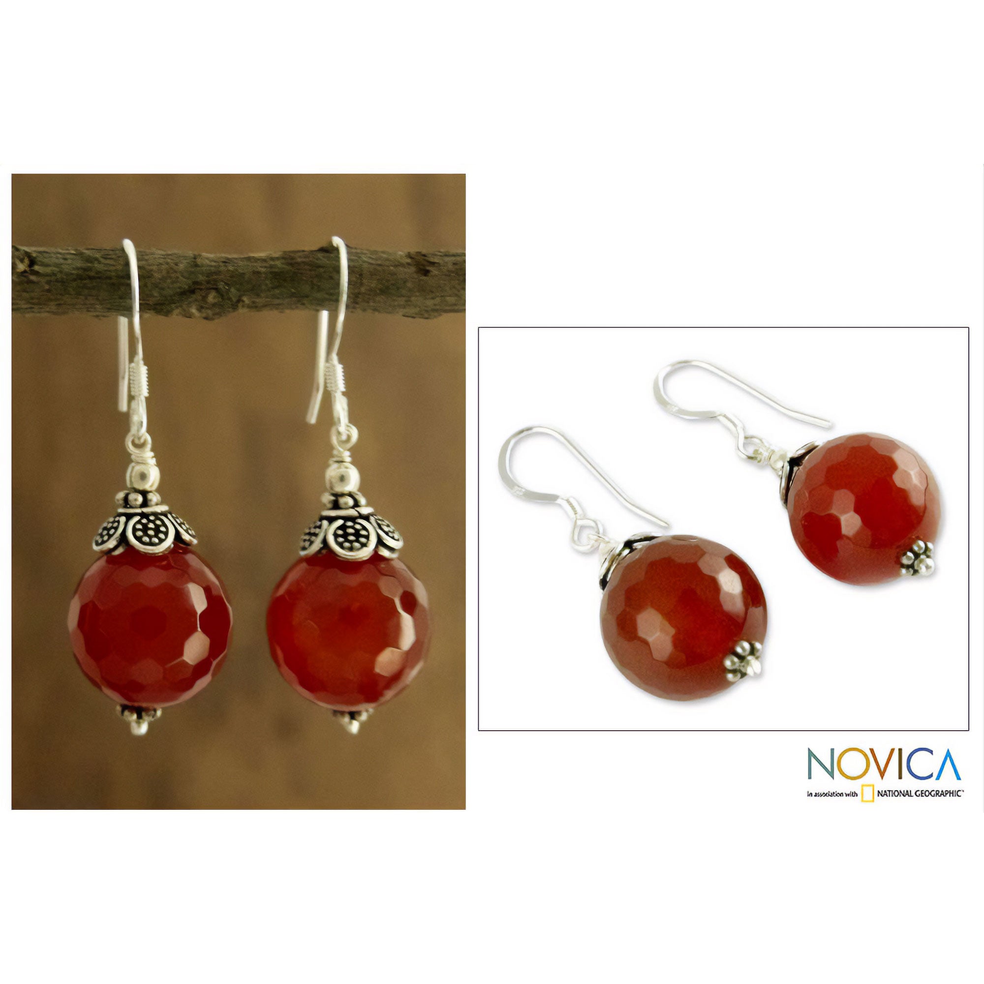 Premium Carnelian Jaipur Sonnet Earrings - Handmade Sterling Silver Jewelry