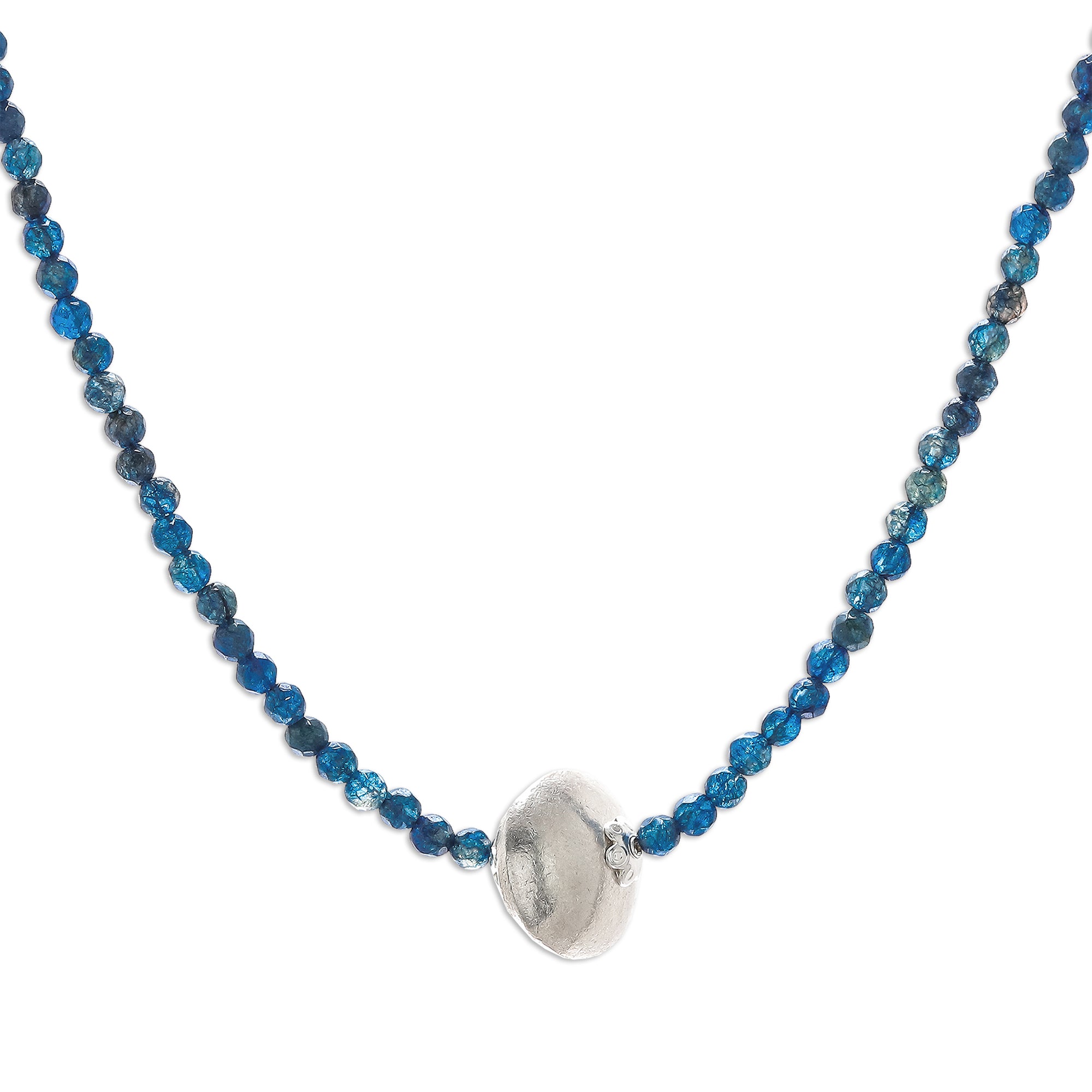 Premium Karen Silver & Blue Aventurine Beaded Pendant Necklace