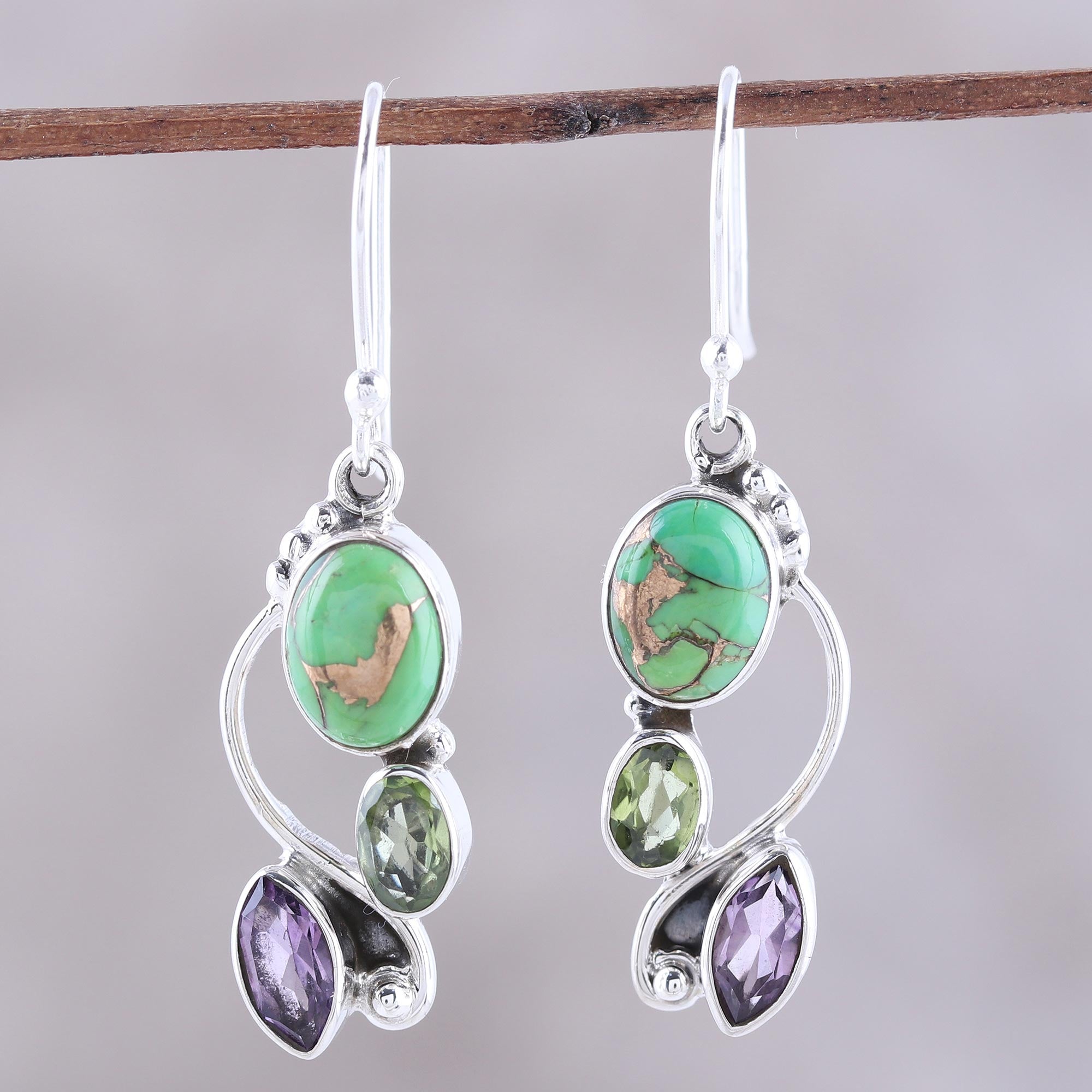 Premium Multi-Gemstone Dangle Earrings | Handcrafted Sterling Silver Jewelry