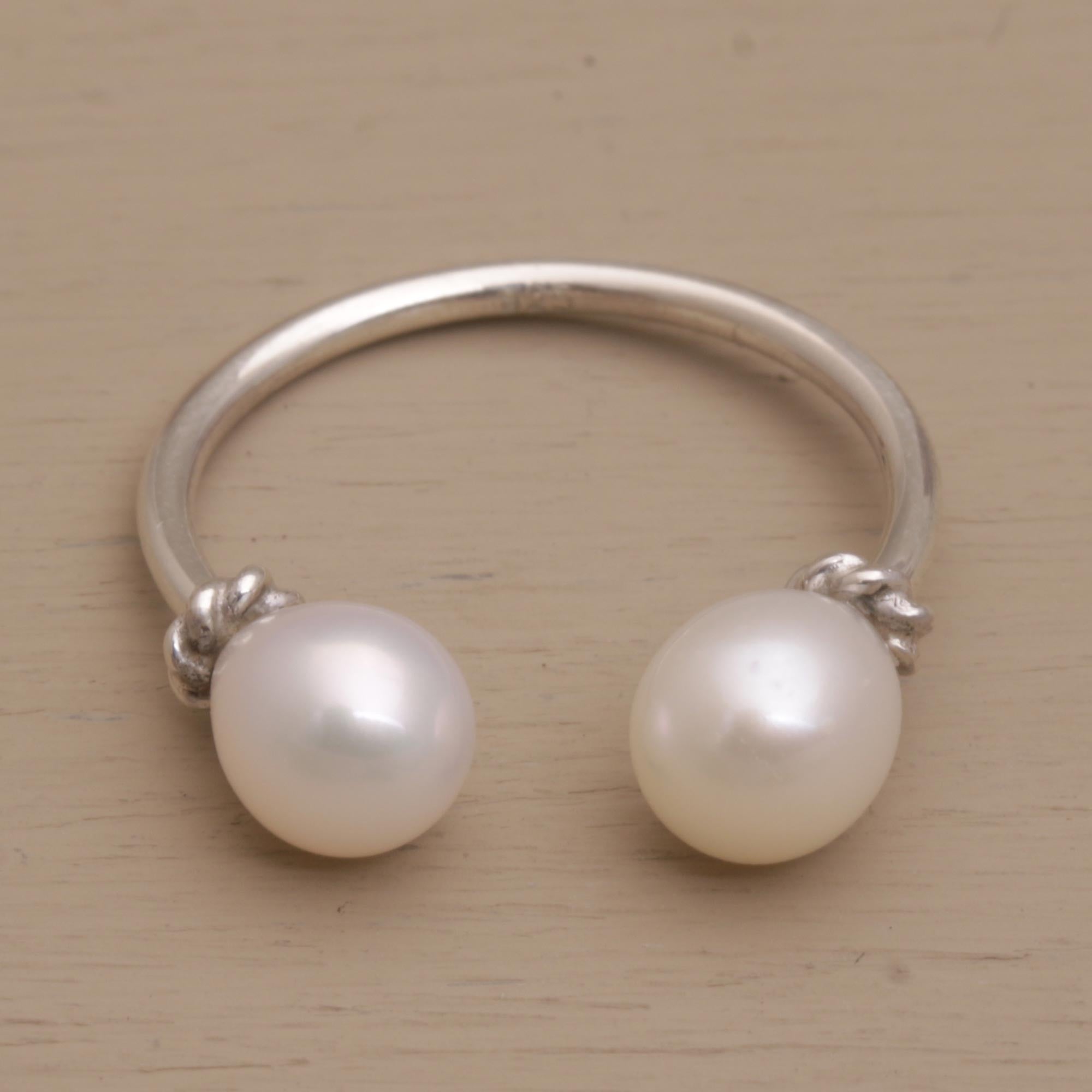 Premium Moonlight's End Sterling Silver & Cultured Pearl Wrap Ring