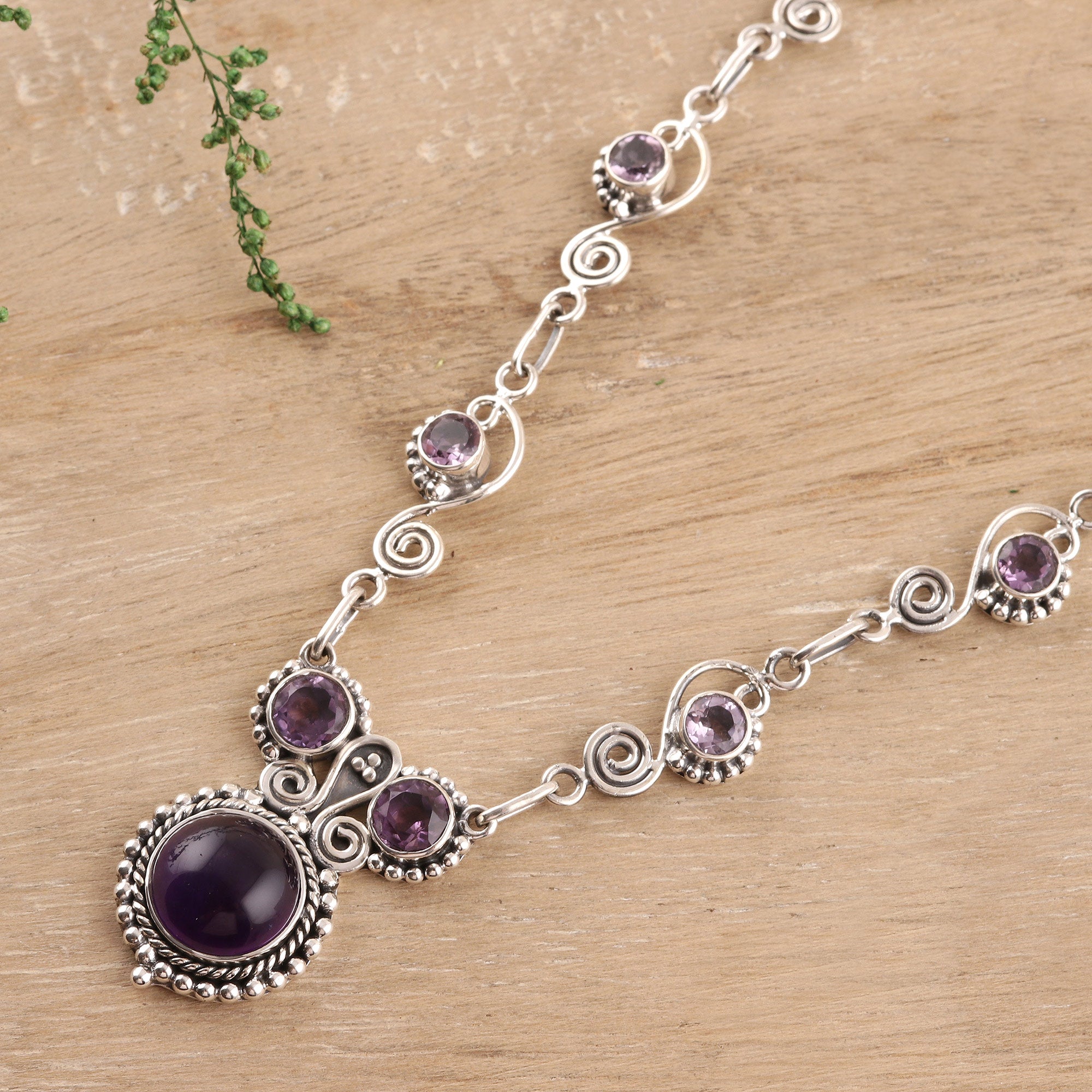 Premium Amethyst Sterling Silver Necklace - Timeless Indian Elegance