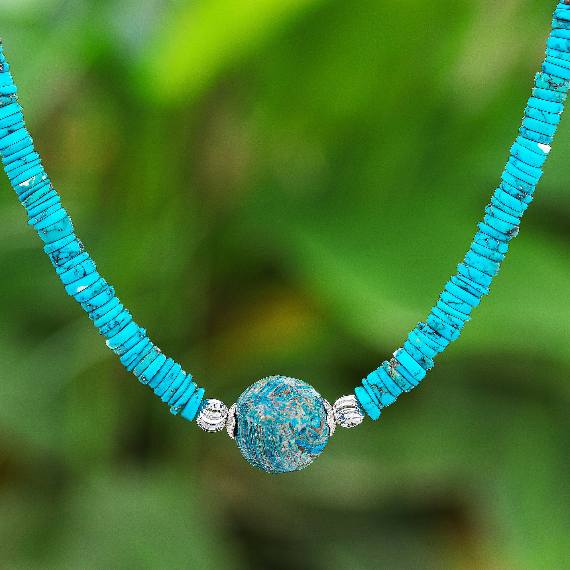 Premium Earth & Water Turquoise Agate Necklace – Handcrafted Elegance