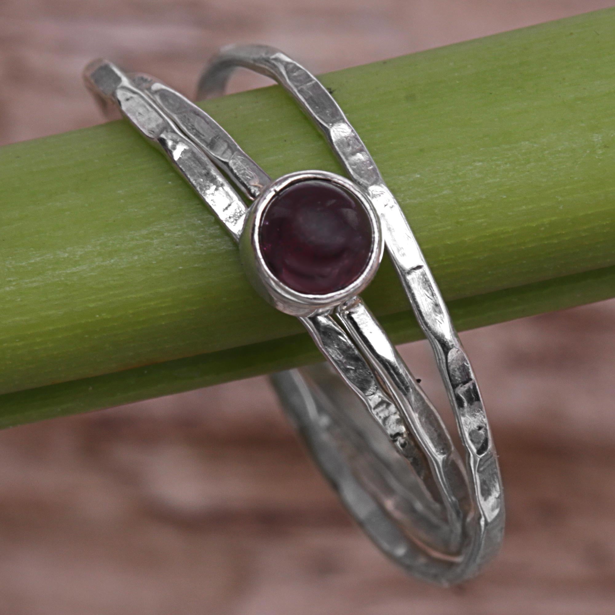 Premium Magical Essence Red Garnet Sterling Silver Solitaire Ring - Handcrafted in Indonesia