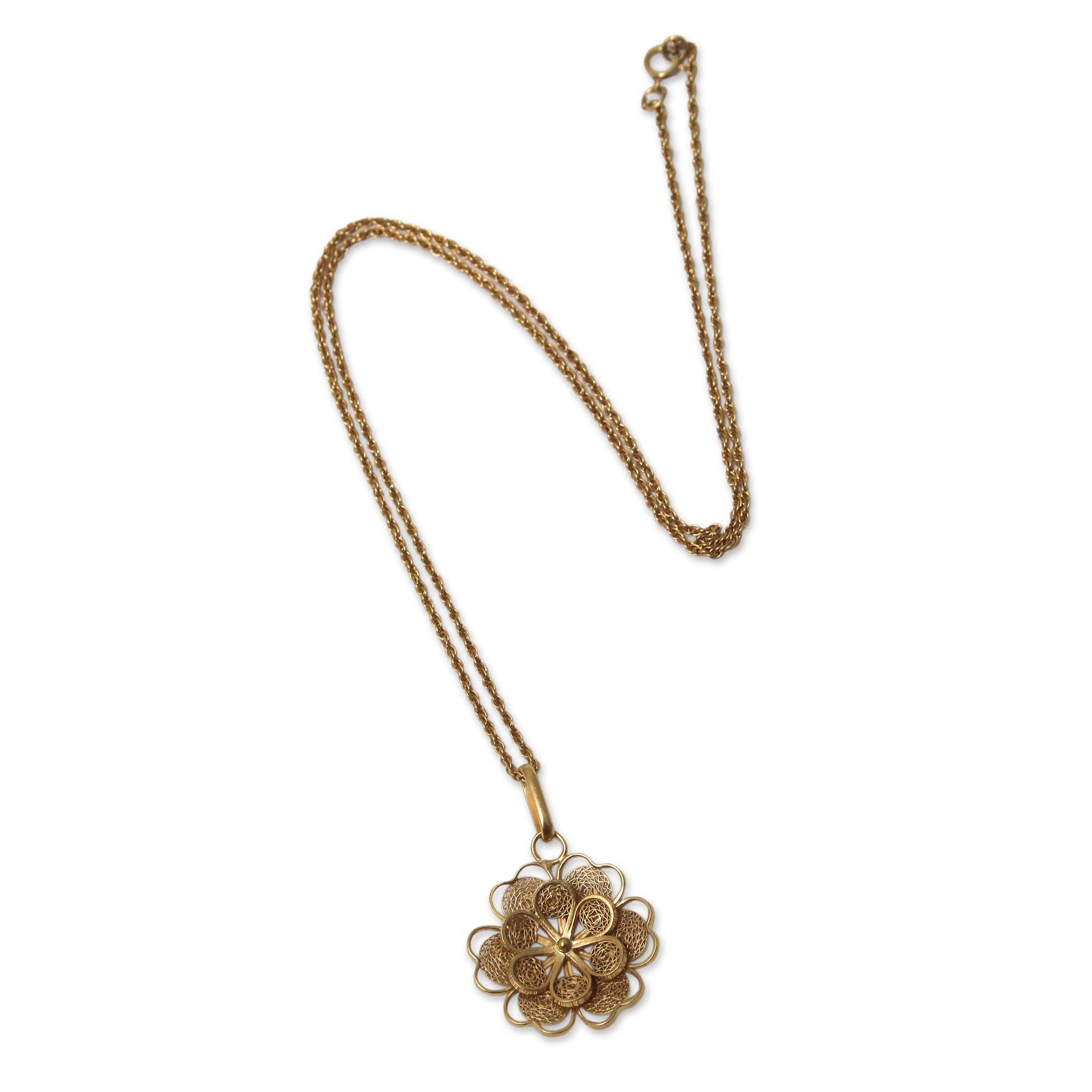 Premium 21k Gold-Plated Yellow Rose Pendant Necklace