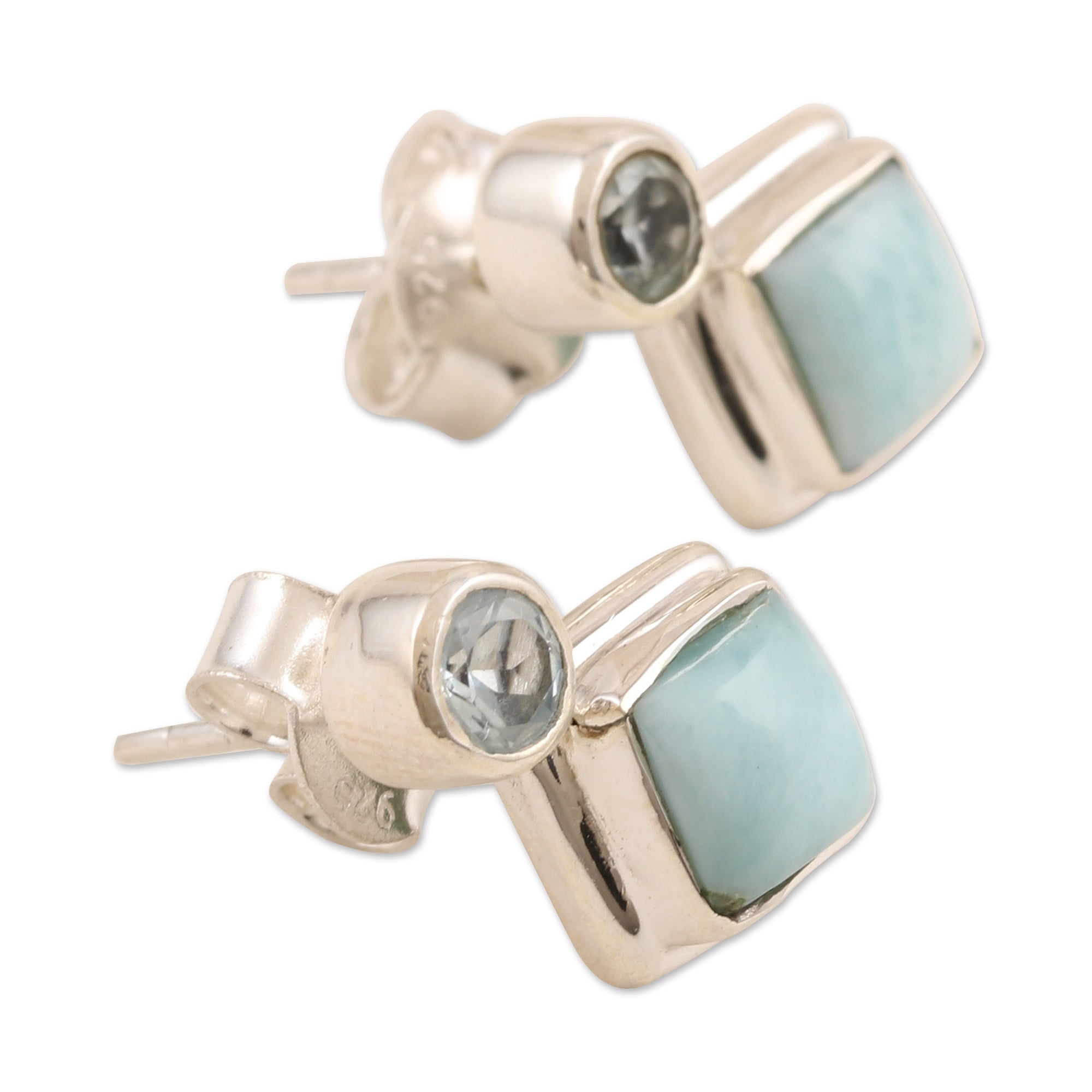 Premium Blue Harmony Drop Earrings - Larimar & Blue Topaz in Sterling Silver