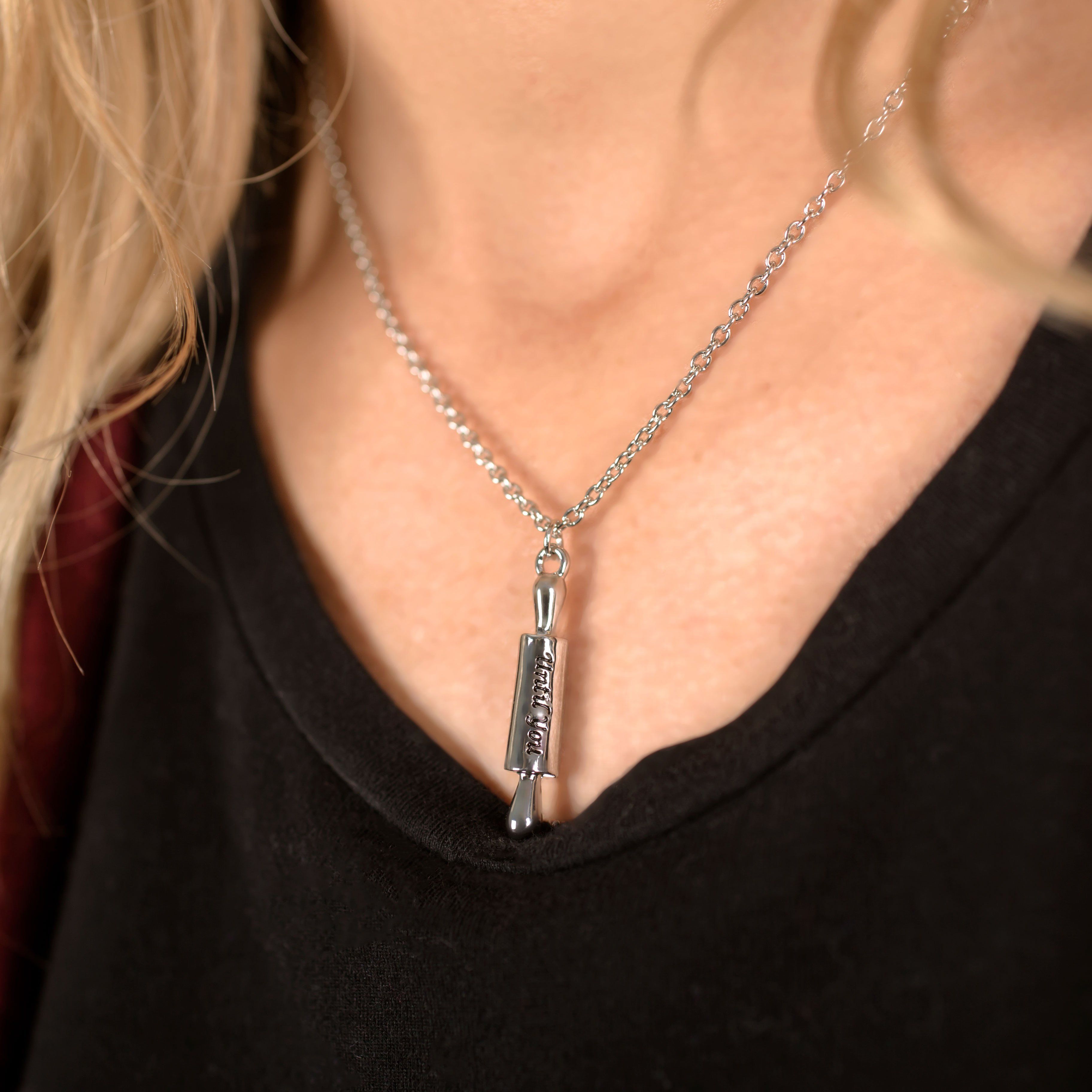 Premium Pewter Rolling Pin Necklace - Bake It Until You Make It!