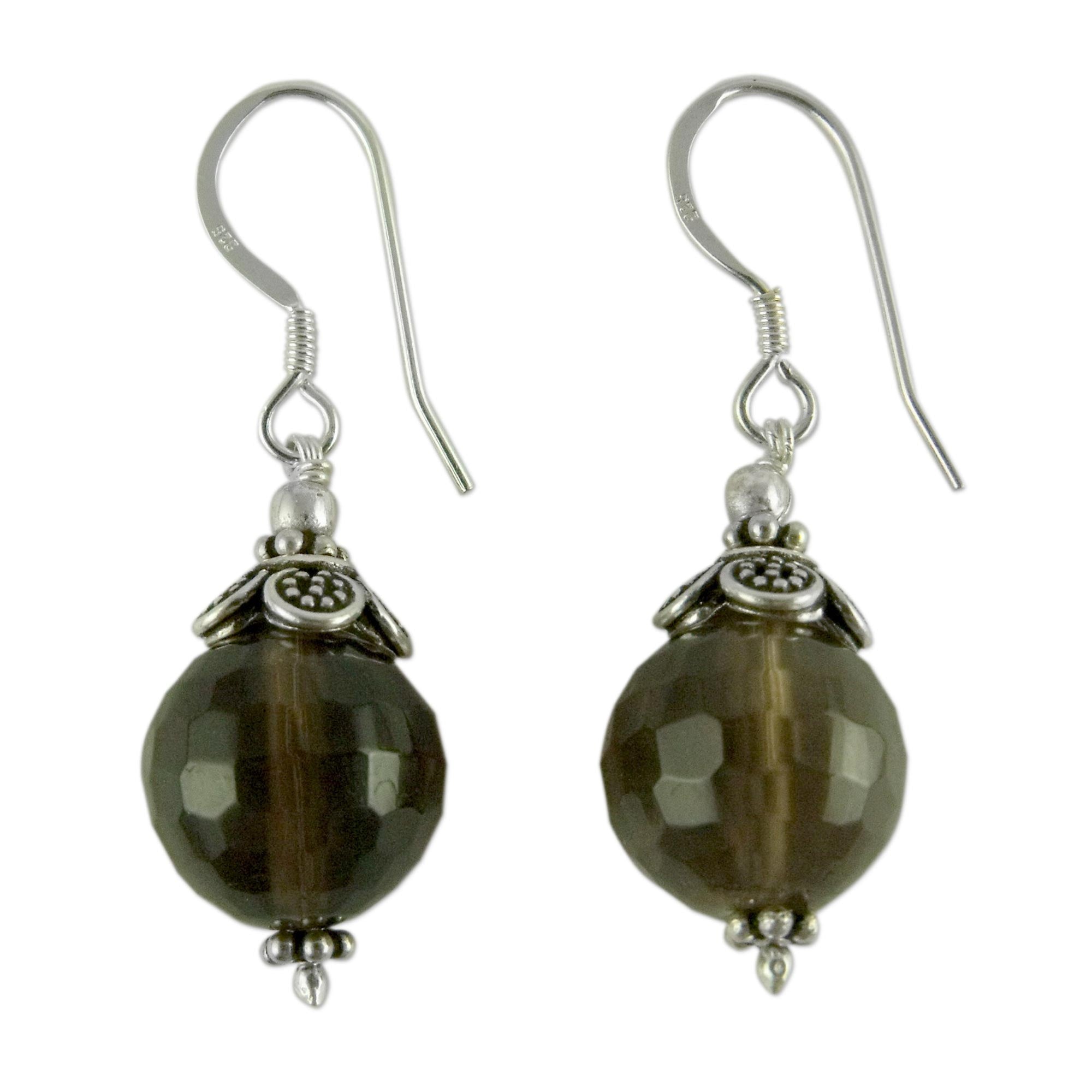 Premium Jaipur Sonnet Smoky Quartz Dangle Earrings - Ultimate Elegance