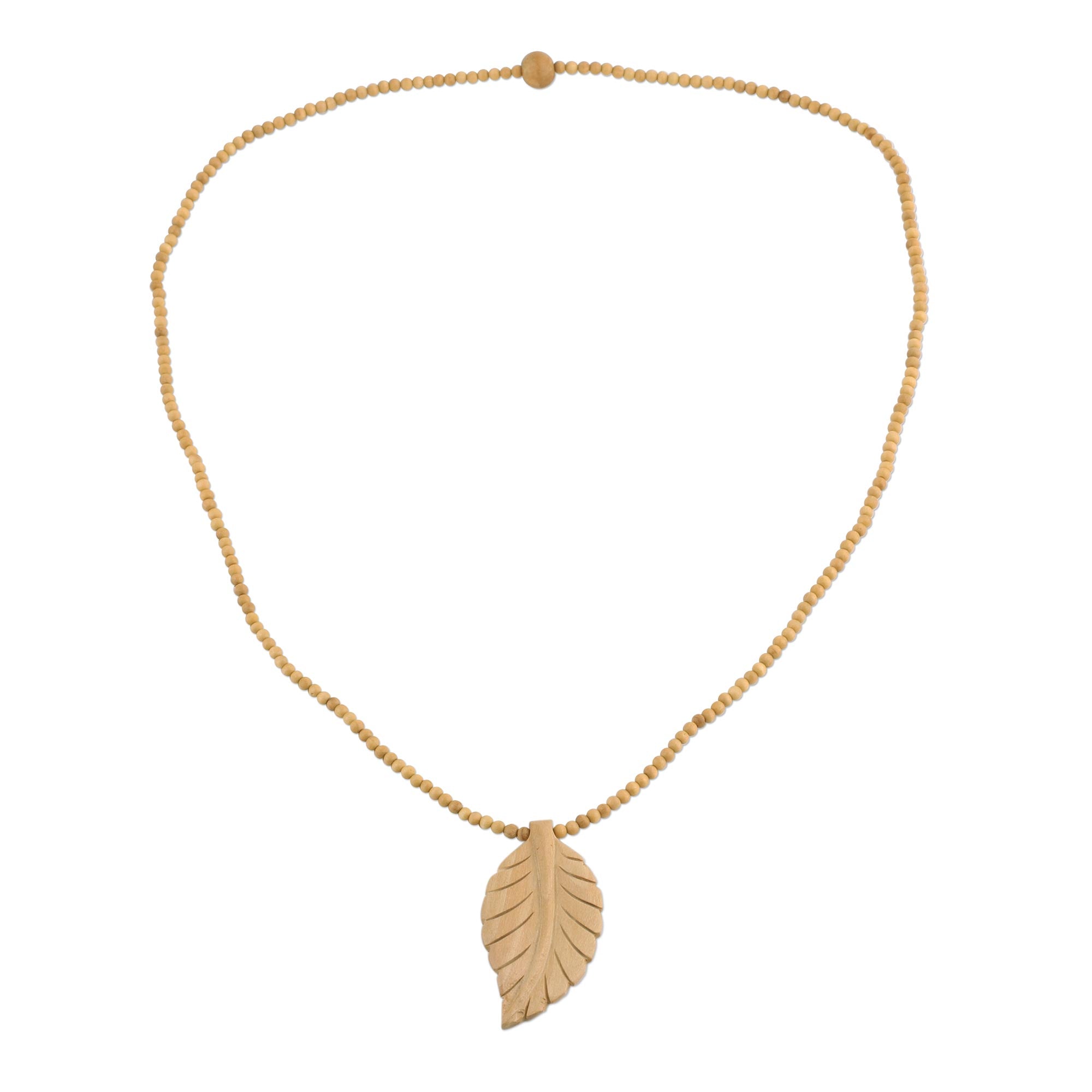 Premium Handcrafted Wooden Curry Leaf Pendant Necklace